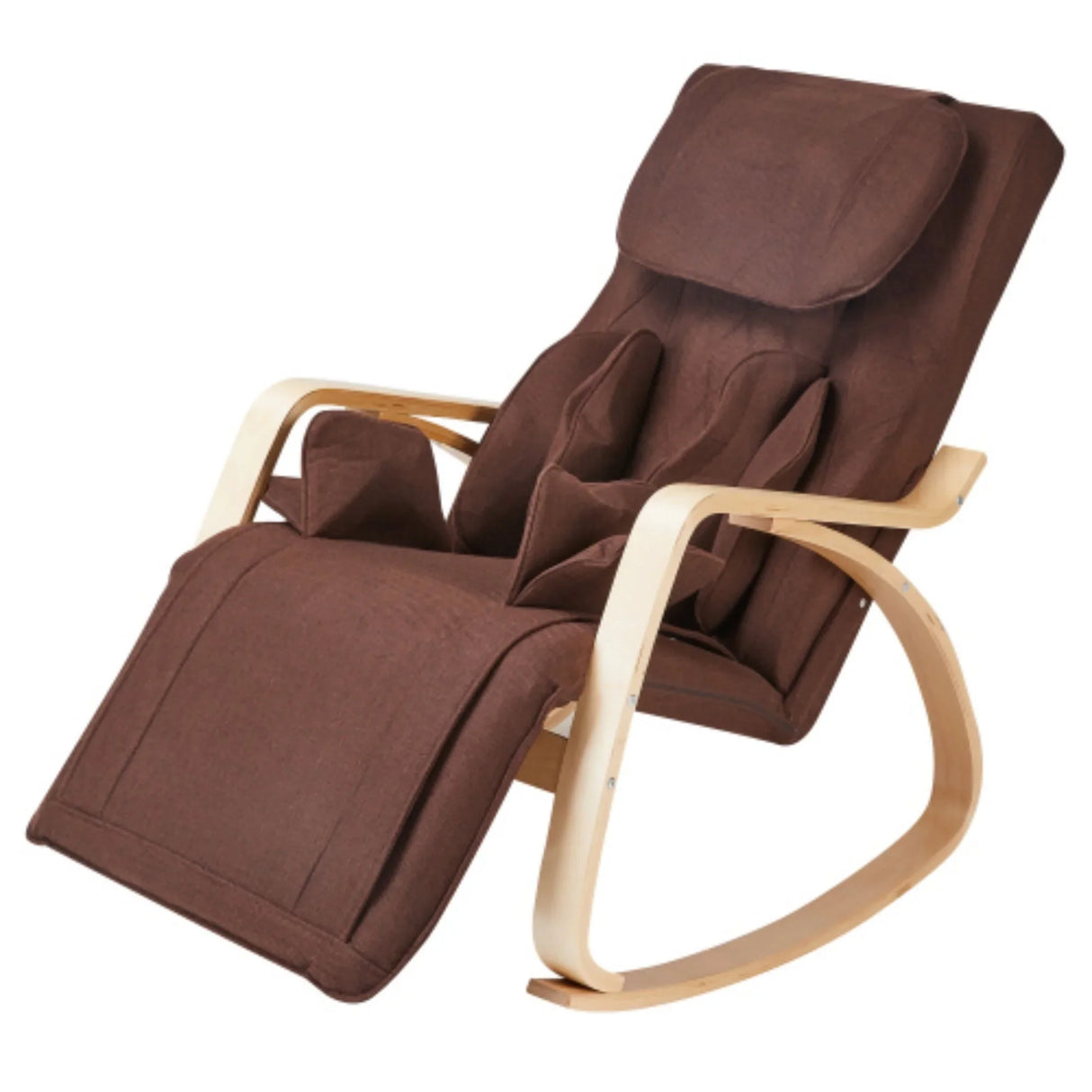 Comfortable Relax Rocking Chair With Full Massage Function Cotton Fabric Air Pressure - Brown - Furniture Home Direct