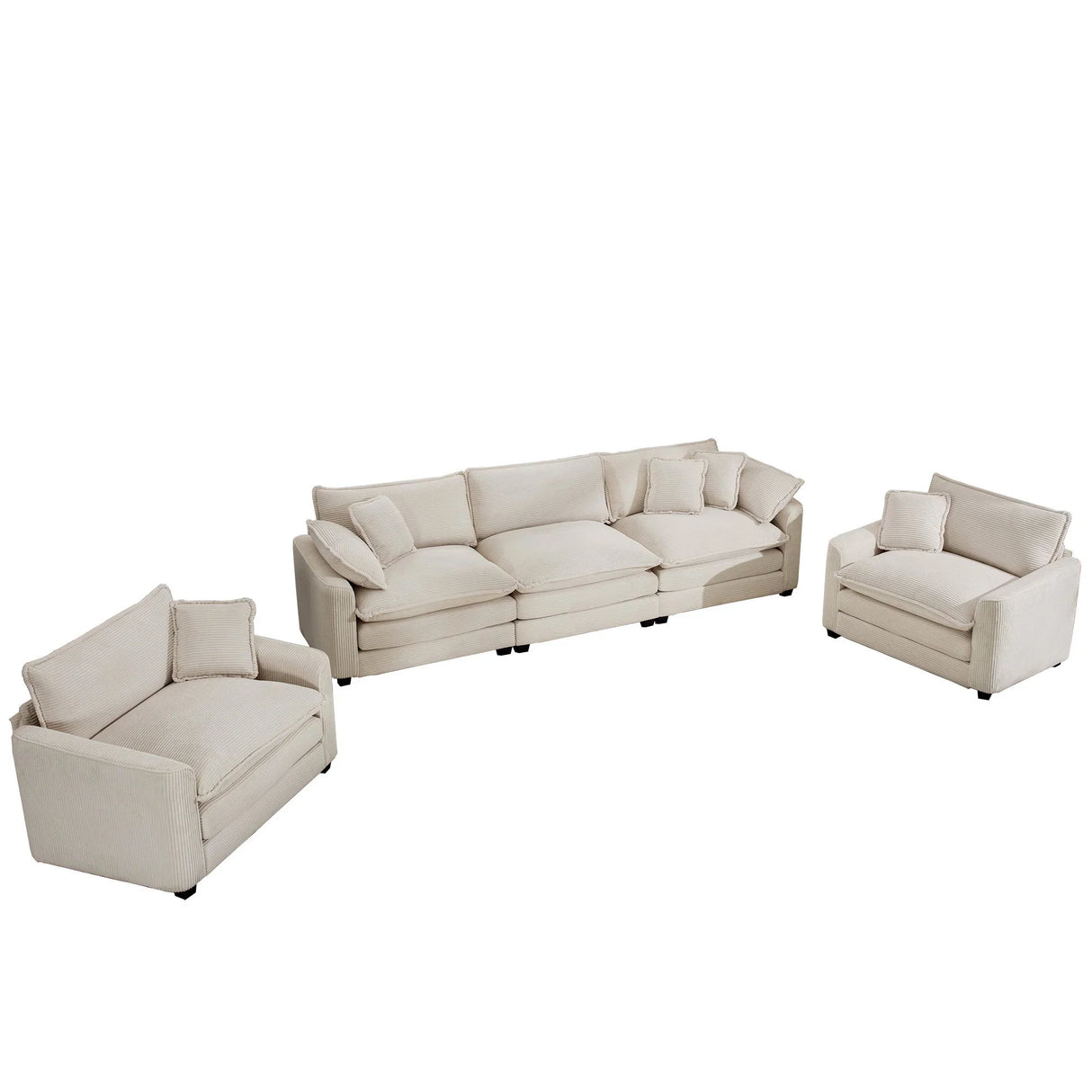 Elegant Corduroy Oversized Sectional Sofa Set With Deep Seats And Flexible Layout - Furniture Home Direct