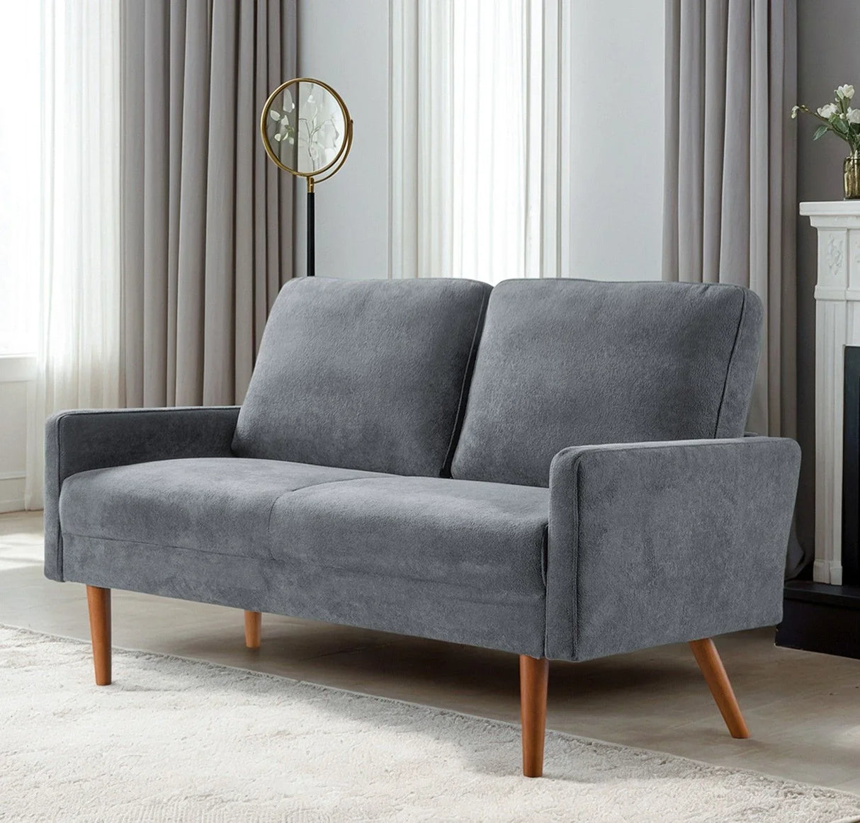 Loveseat Sofa, European Style With Sleek Design, Modern & Vintage Flair, Upholstered 2 Seater Couch - Furniture Home Direct