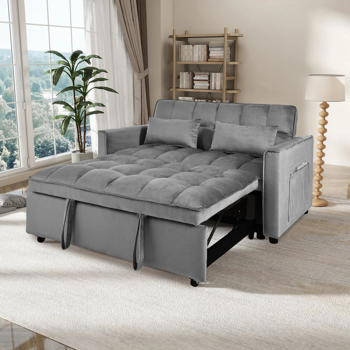 3 In 1 Pull Out Couch Convertible Sofa Bed With Reclining Backrest - Furniture Home Direct