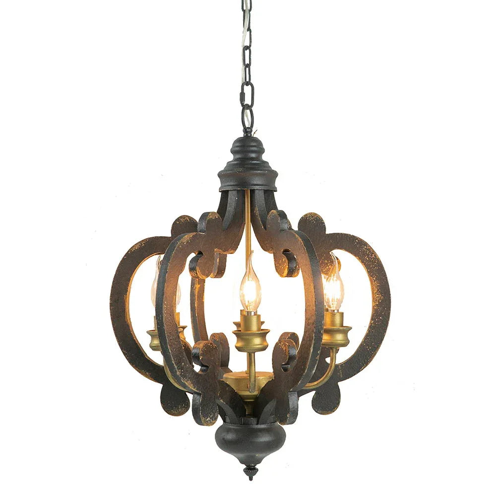 Farmhouse Chandelier, 6 Light Wood Chandelier Pendant Light Fixture With Adjustable Chain For Dining Room Living Room Entryway, Bulb Not Included - Furniture Home Direct