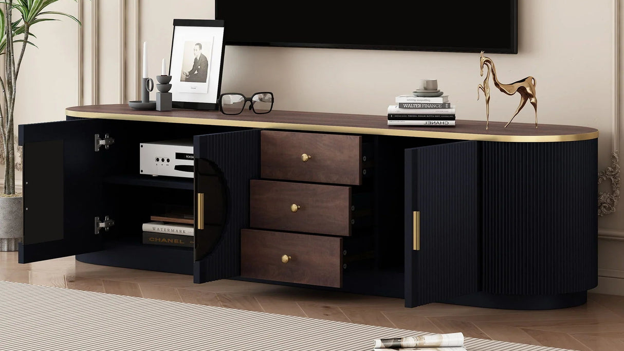 Modern Minimalist TV Stand For TVs Up To 80" With 3 Drawers And 1 Shelf - Furniture Home Direct