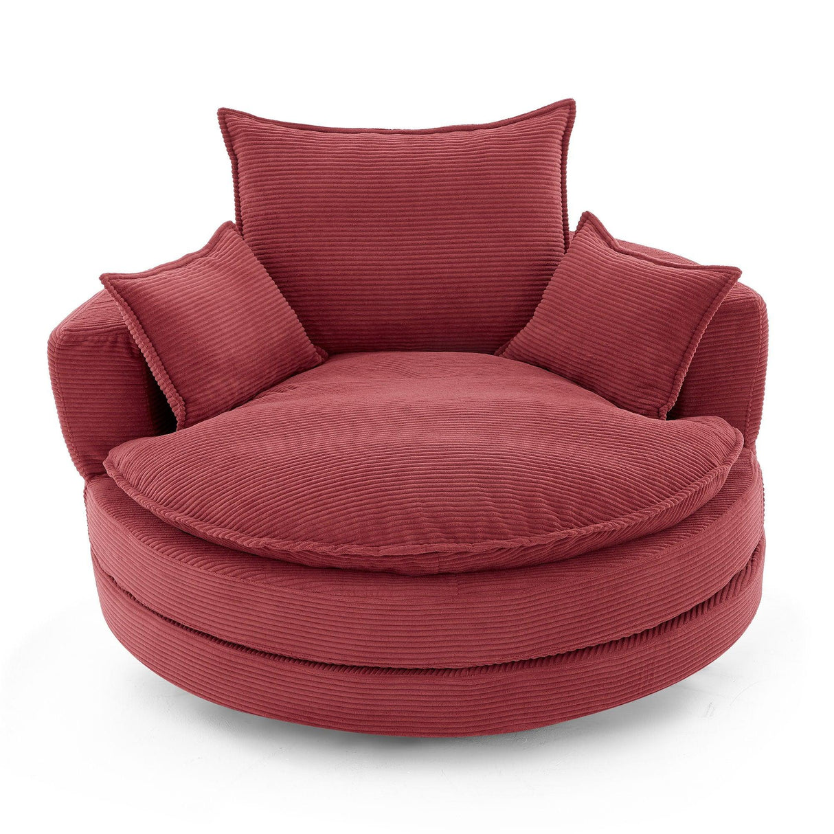 360° Swivel Accent Barrel Chair With Dual Layer Cushion And 3 Removable Pillows - Furniture Home Direct