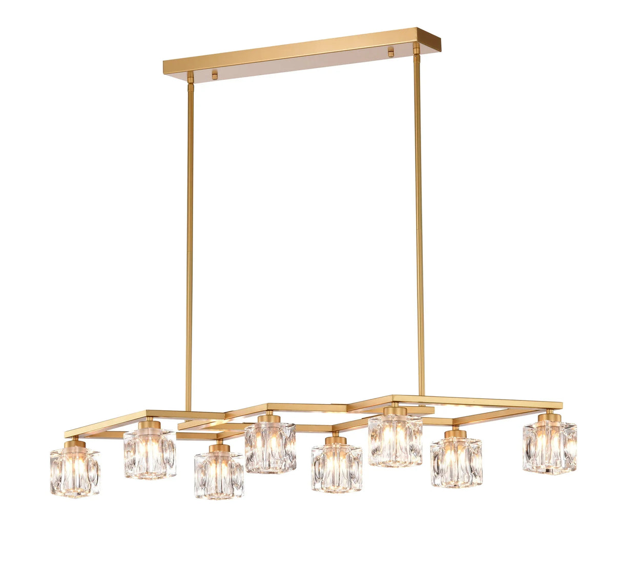 Crystal Chandelier For Dining Room, 8 Light Kitchen Chandelier Light Fixture Modern Metal Industrial Chandeliers For Farmhouse Entryway Living Room (8*G9 Bulbs Included) - Matte Gold - Furniture Home Direct