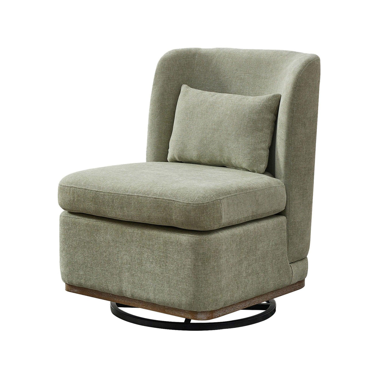 Wide Modern Chenille Cushioned Armless Metal Base 360° Swivel Chair With Pillow - Furniture Home Direct