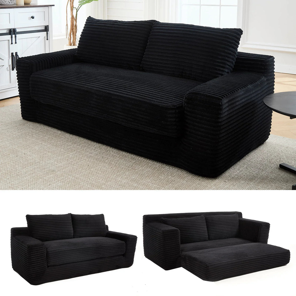 Convertible Loveseat Sofa Bed With Memory Foam & Steel Frame - Furniture Home Direct