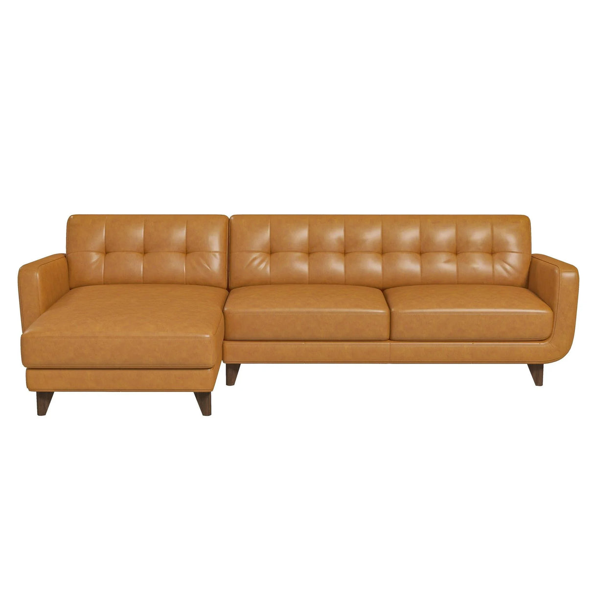 Allison - Mid-Century Modern Leather Sectional Sofa Chaise - Furniture Home Direct