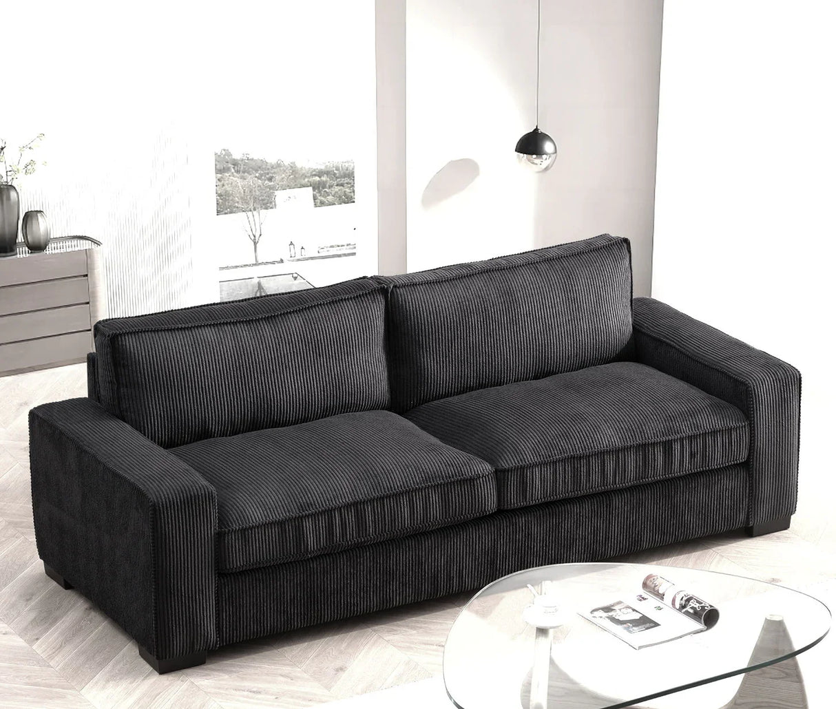 Luxe - Corduroy Sofa With Sleek Design, Spacious And Comfortable 3 Seater Couch - Furniture Home Direct