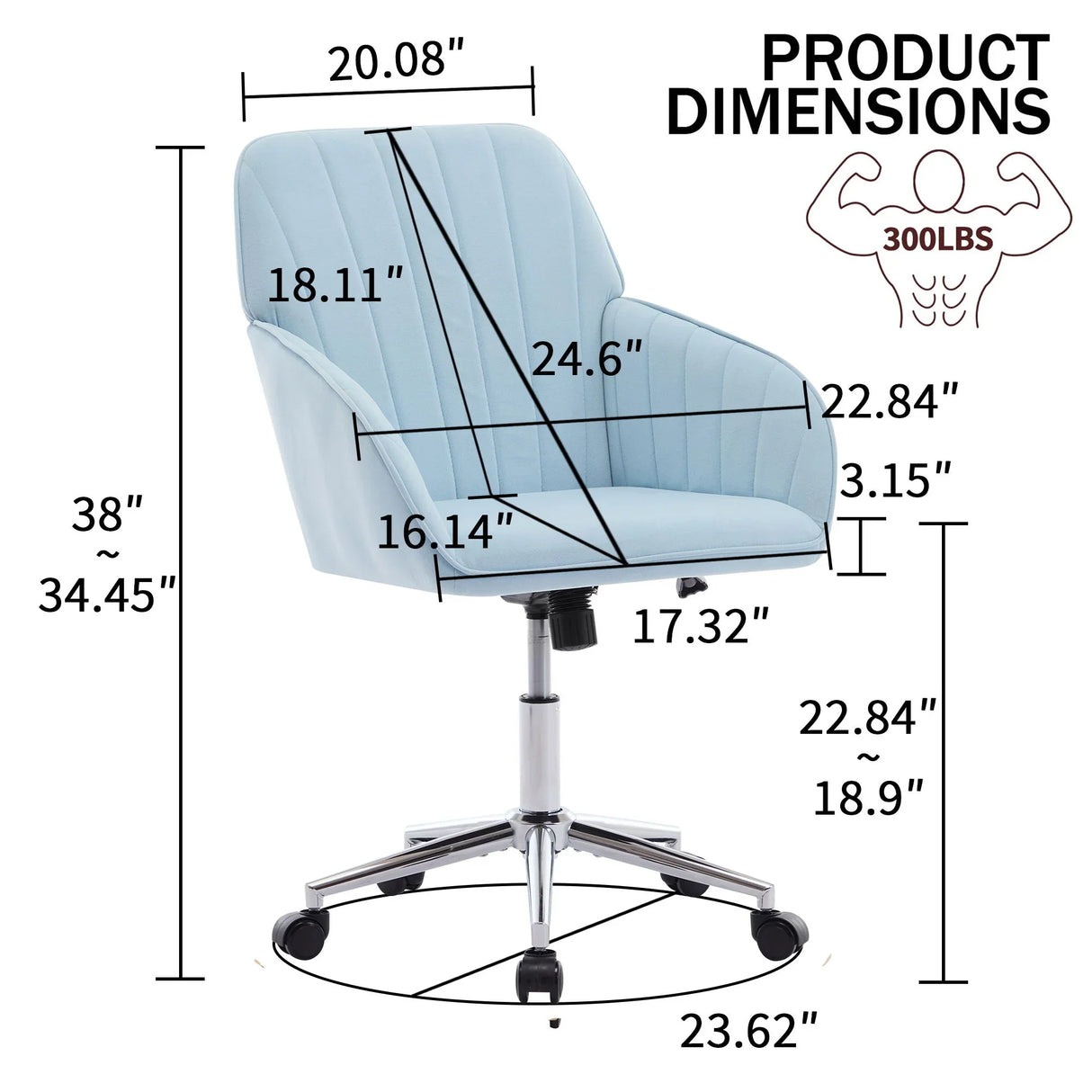 Adjustable Ergonomic Office Chair, Swivel Backrest Seat - Furniture Home Direct