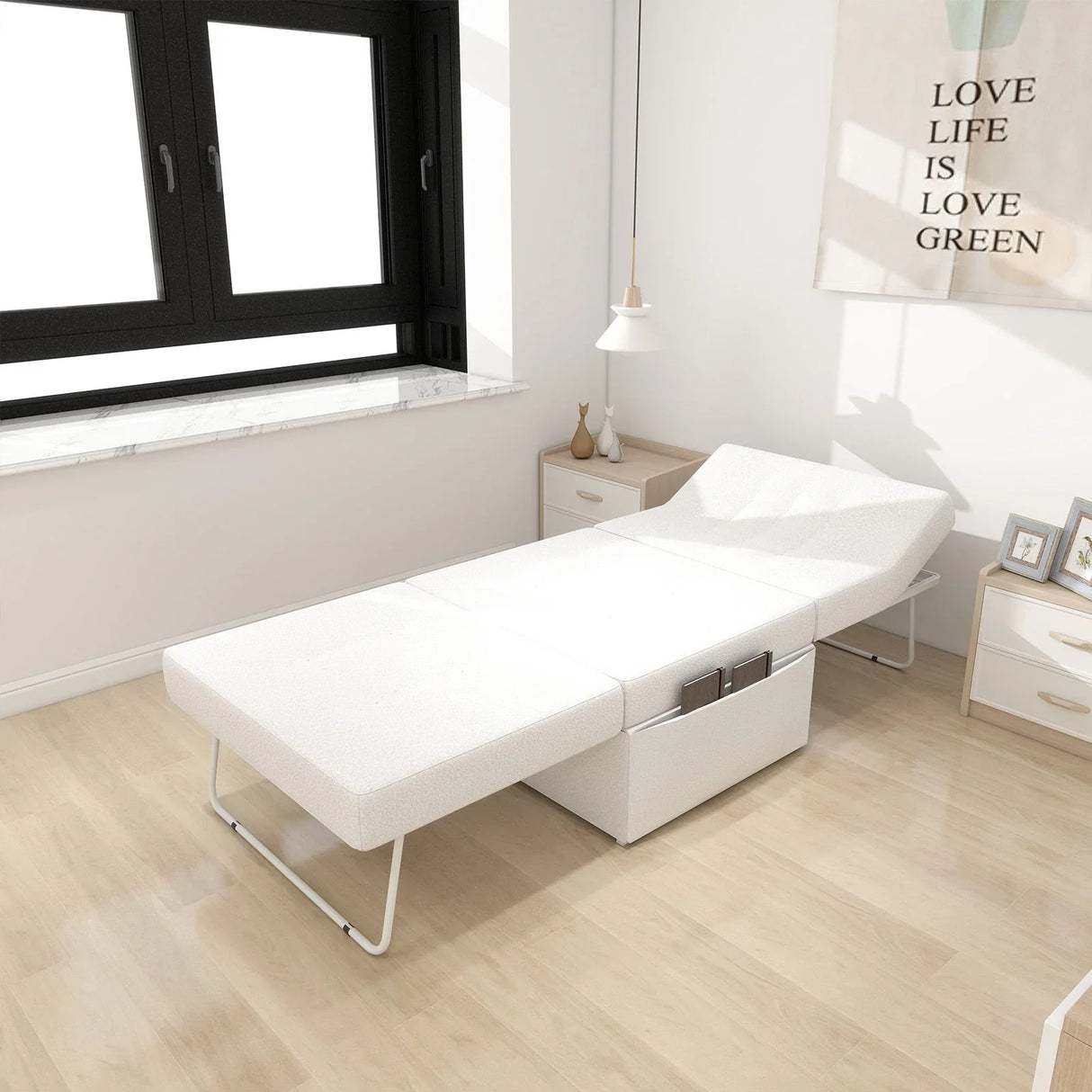 Modern Convertible Sofa Bed 4 In 1 Folding Ottoman Sleeper With Adjustable Backrest - Furniture Home Direct