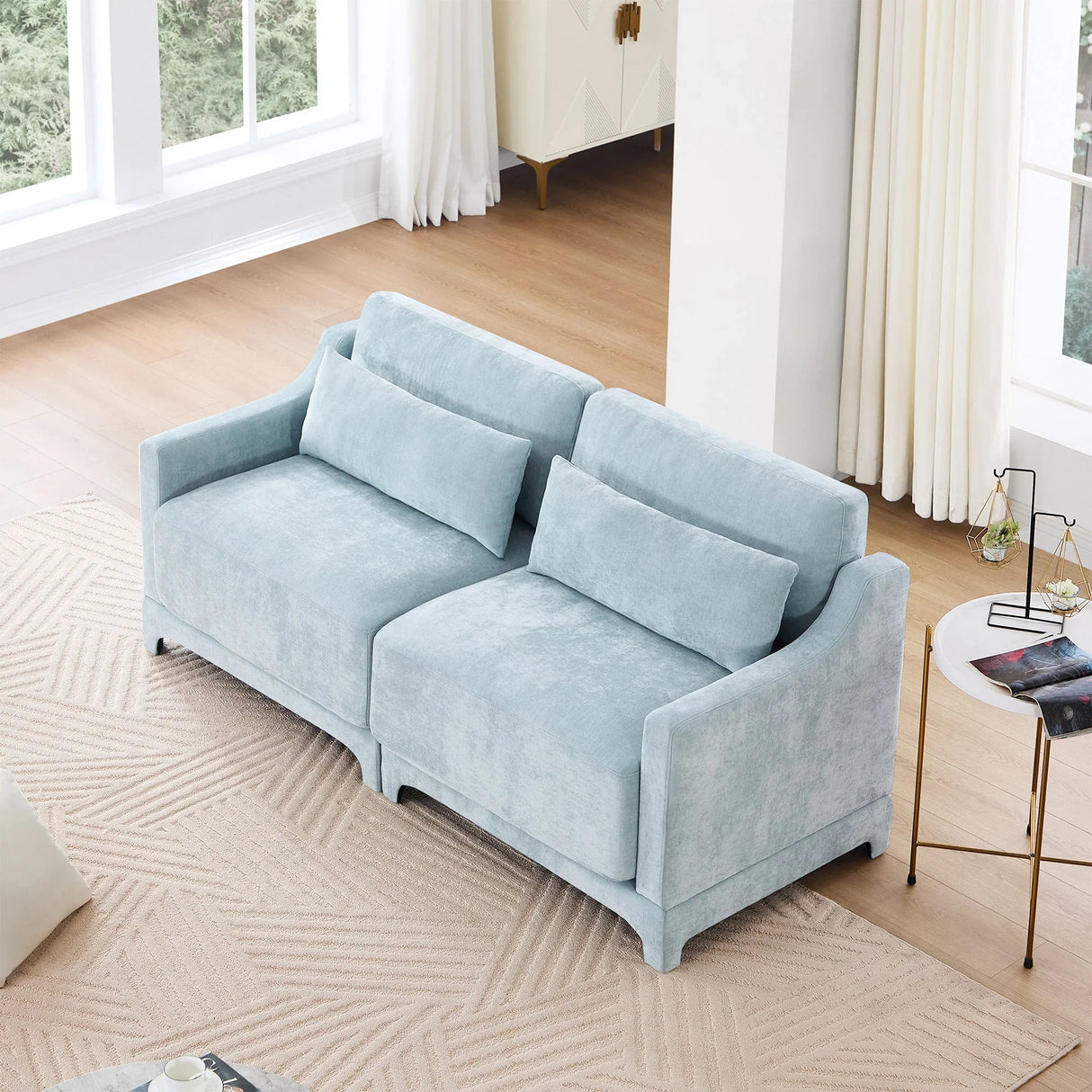 Elegant Sofa With Ergonomic Design And Lumbar Pillows - Furniture Home Direct