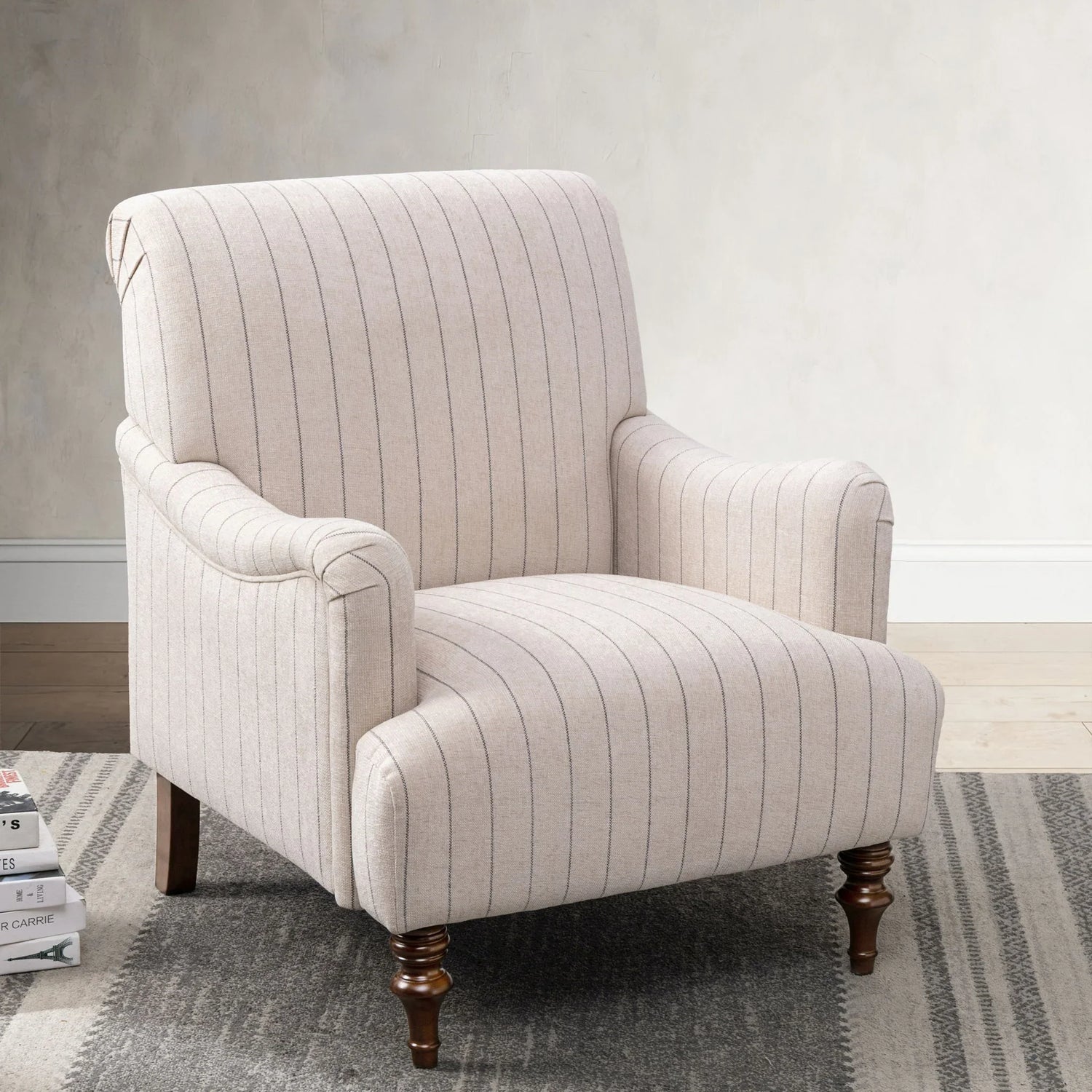 Sylvia - Striped Arm Chair - Natural - Furniture Home Direct