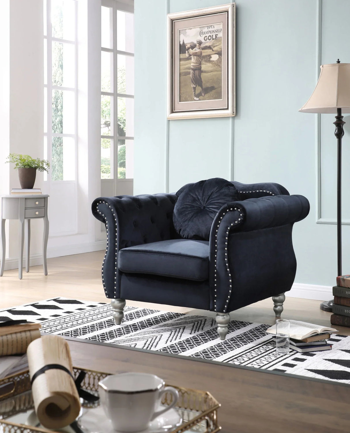 Chic Transitional Flared Arm Chair - Furniture Home Direct