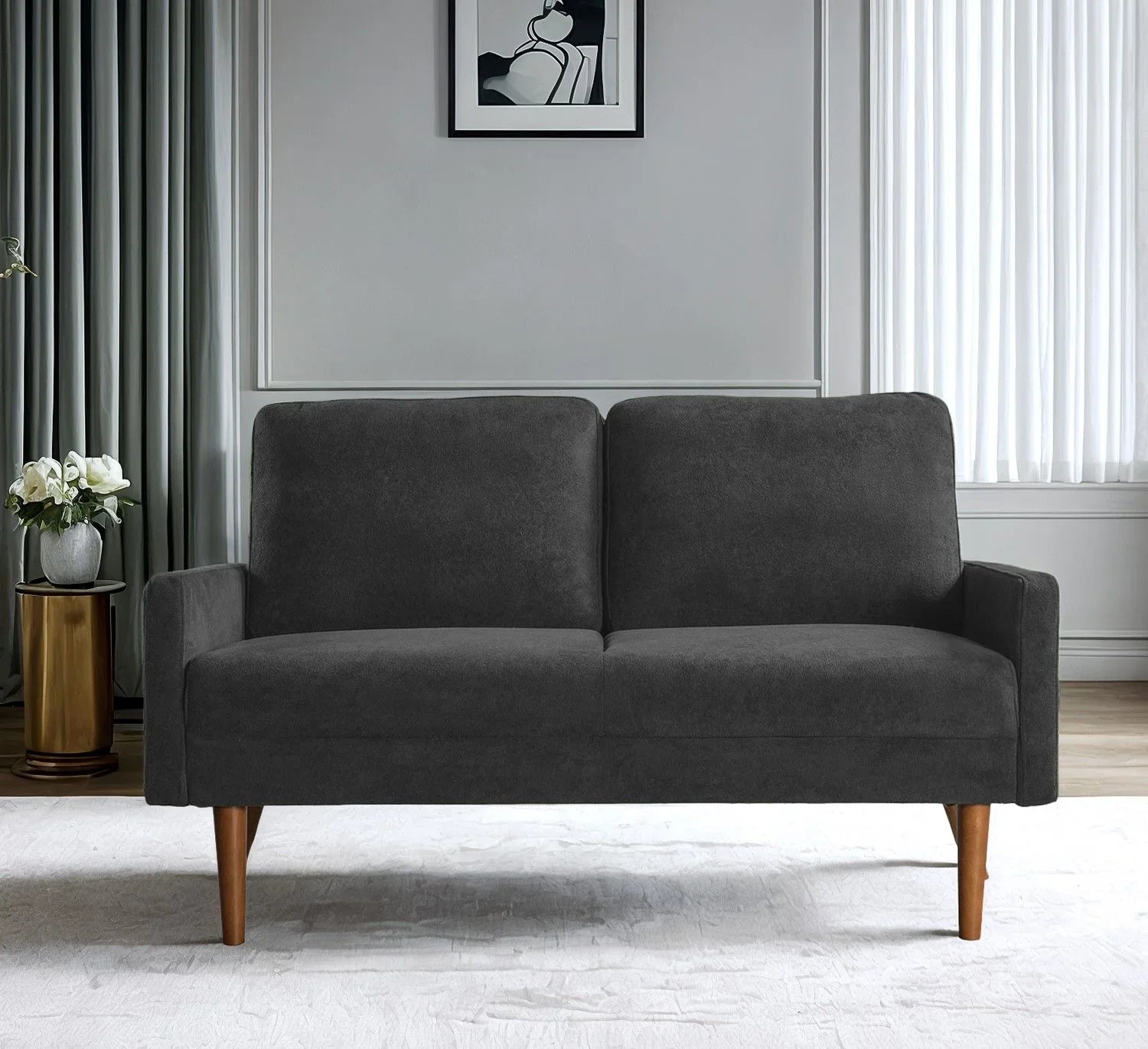 Loveseat Sofa, European Style With Sleek Design, Modern & Vintage Flair, Upholstered 2 Seater Couch - Furniture Home Direct