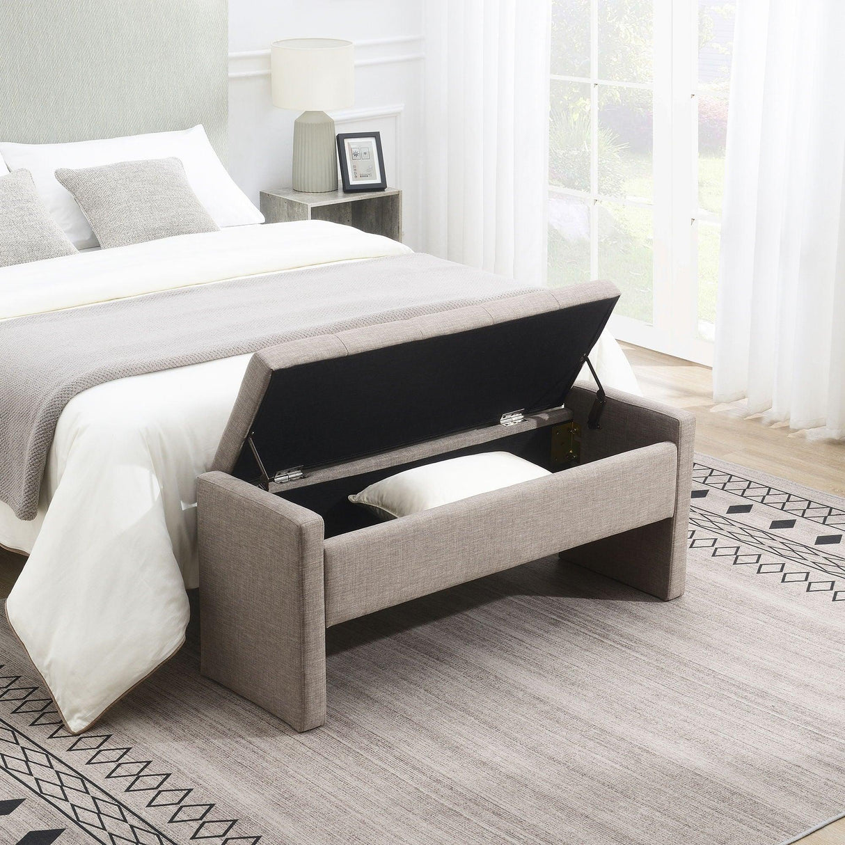 Modern Upholstered Large Bed End Bench With Storage - Furniture Home Direct
