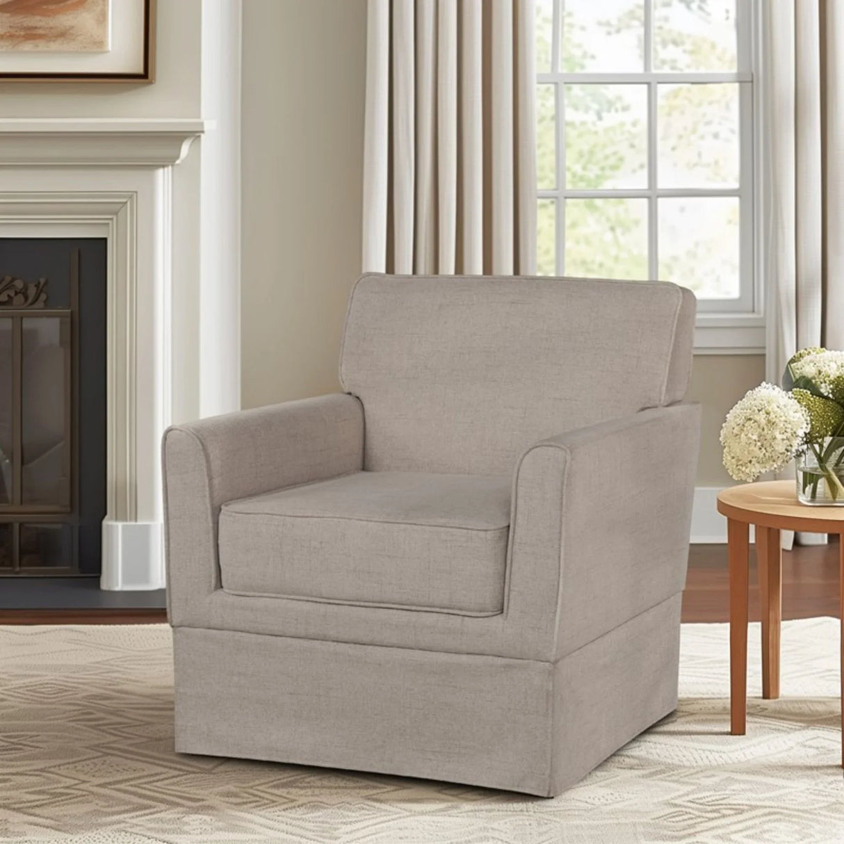 Timeless Slipcover Accent Armchair With Track Arm Silhouette Upholstered - Light Brown - Furniture Home Direct