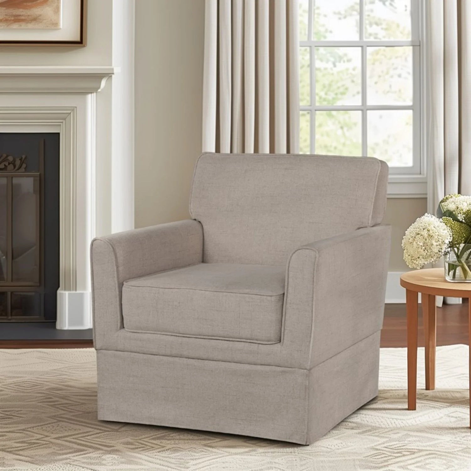 Timeless Slipcover Accent Armchair With Track Arm Silhouette Upholstered - Light Brown - Furniture Home Direct