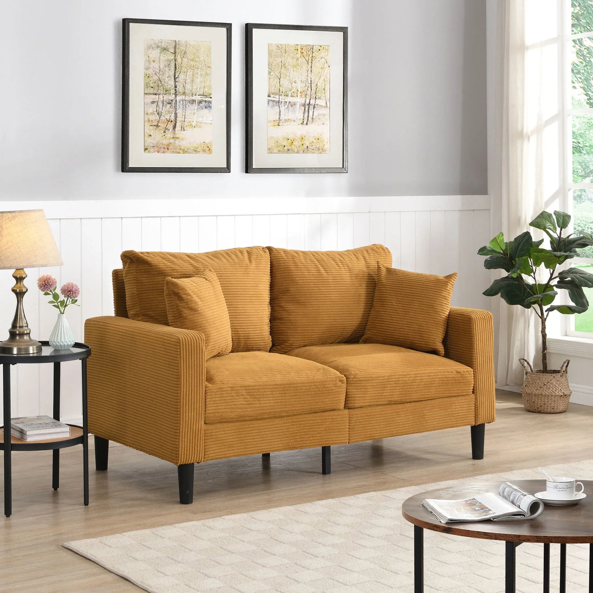 Modern Upholstered Loveseat Sofa, High Resilience - Furniture Home Direct