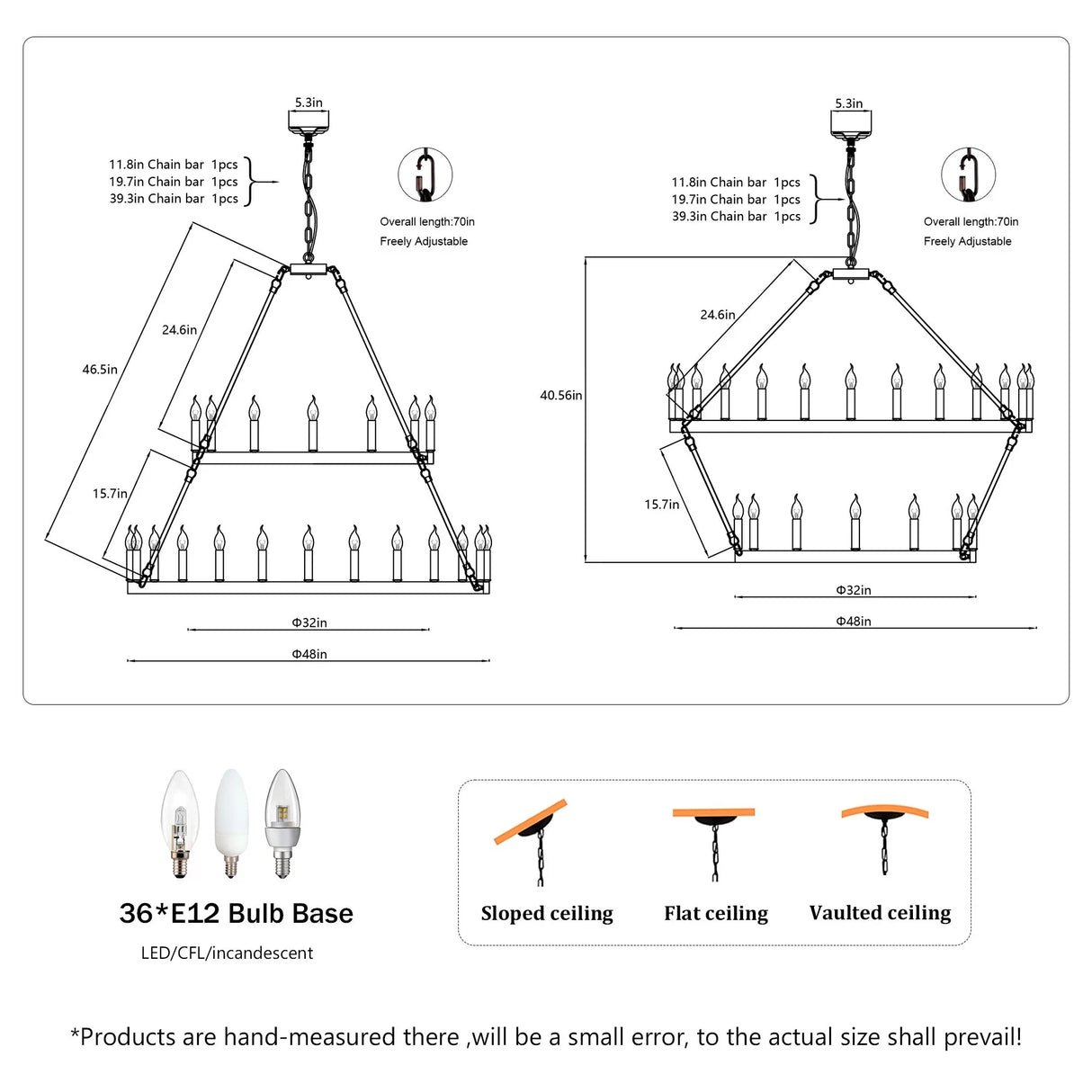 2 Tiers Wagon Wheel Chandelier Wooden Farmhouse 36 Light (24 / 12) Or (12 / 24) Metal Chandeliers 2 Story Light Fixtures Industrial For High Ceiling Living Dining Room Foyer, Adjustable Height - Black - Furniture Home Direct