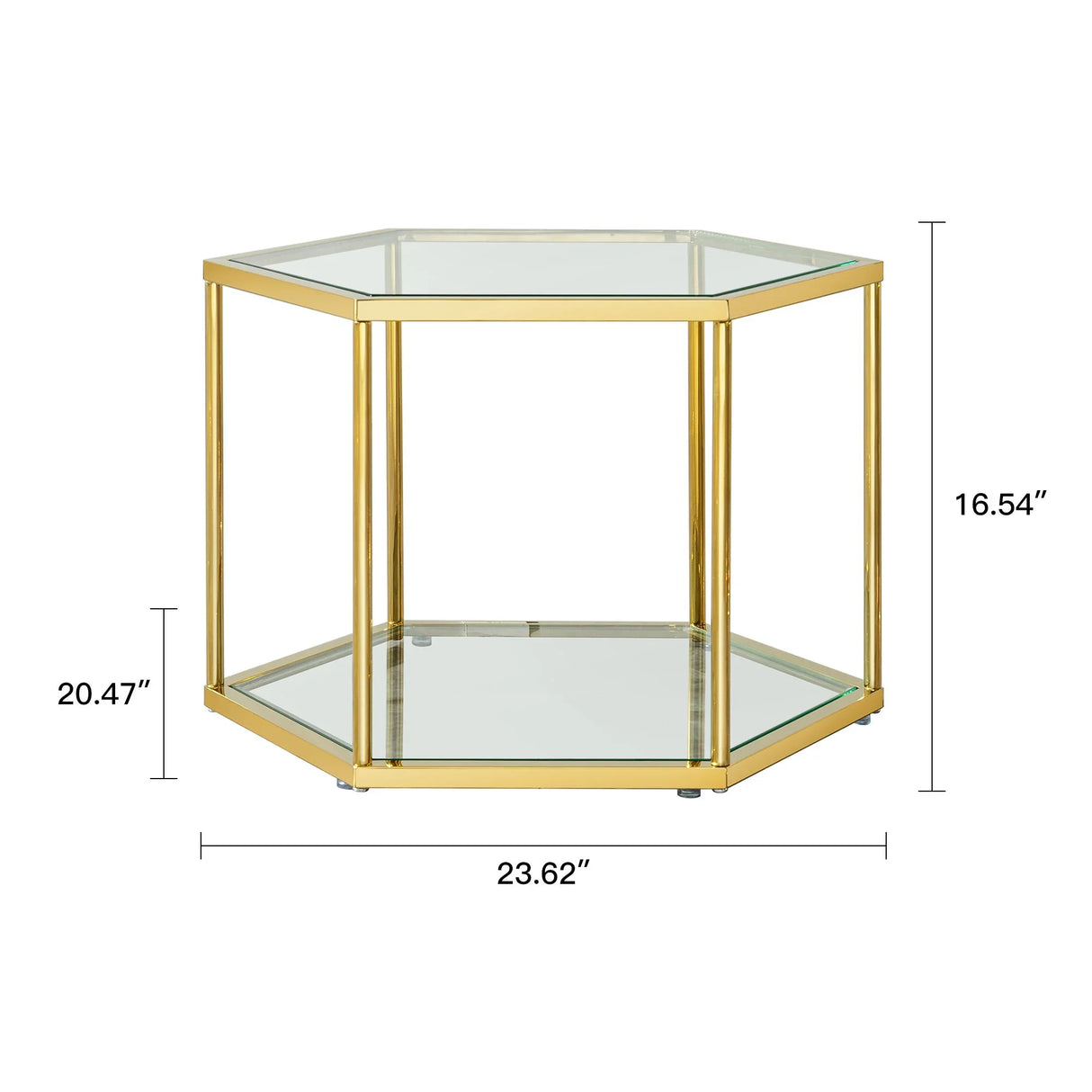 Modern Coffee Table With Double Layer Tempered Glass And Polygonal Design - Furniture Home Direct