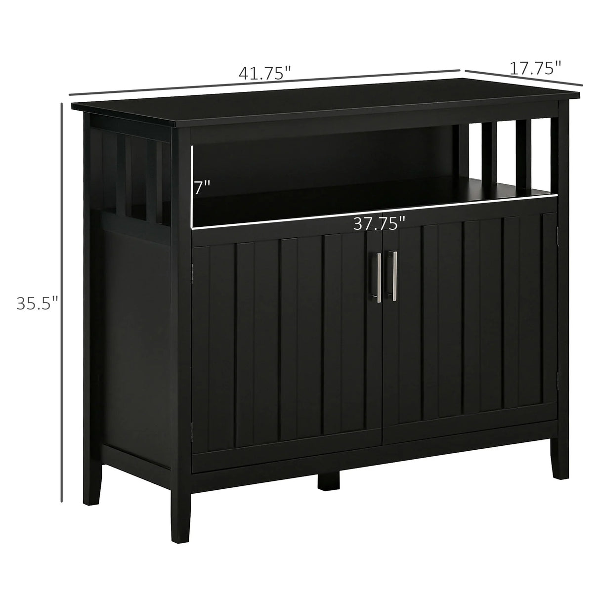 Homcom - Sideboard Buffet Cabinet, Kitchen Cabinet, Coffee Bar Cabinet With 2 Doors And Adjustable Shelves For Entryway Living Room - Black - Furniture Home Direct