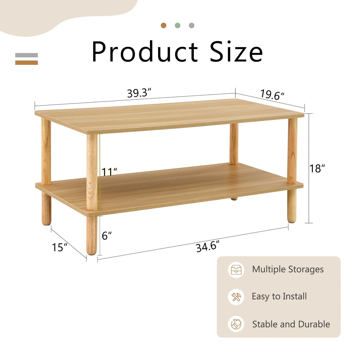 Modern 2 Tier Coffee Table With Open Storage Shelf For Living Room - Furniture Home Direct