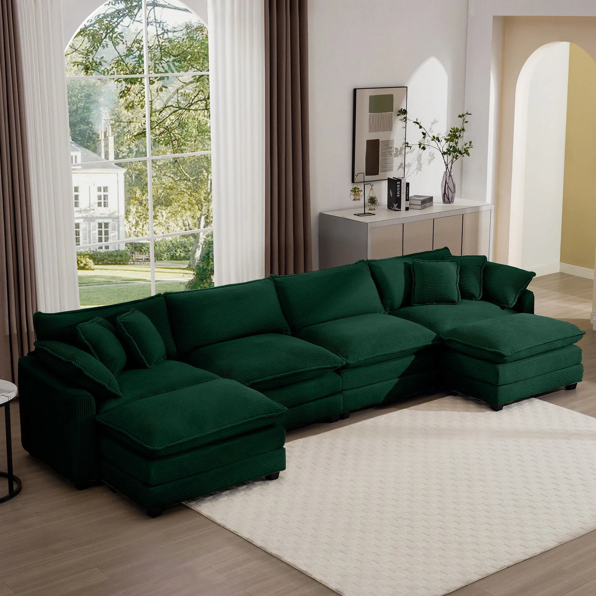 Modern Oversized Modular Cushion Sofa With Ottoman, Low Back, Deep Seating Sofa Set - Furniture Home Direct