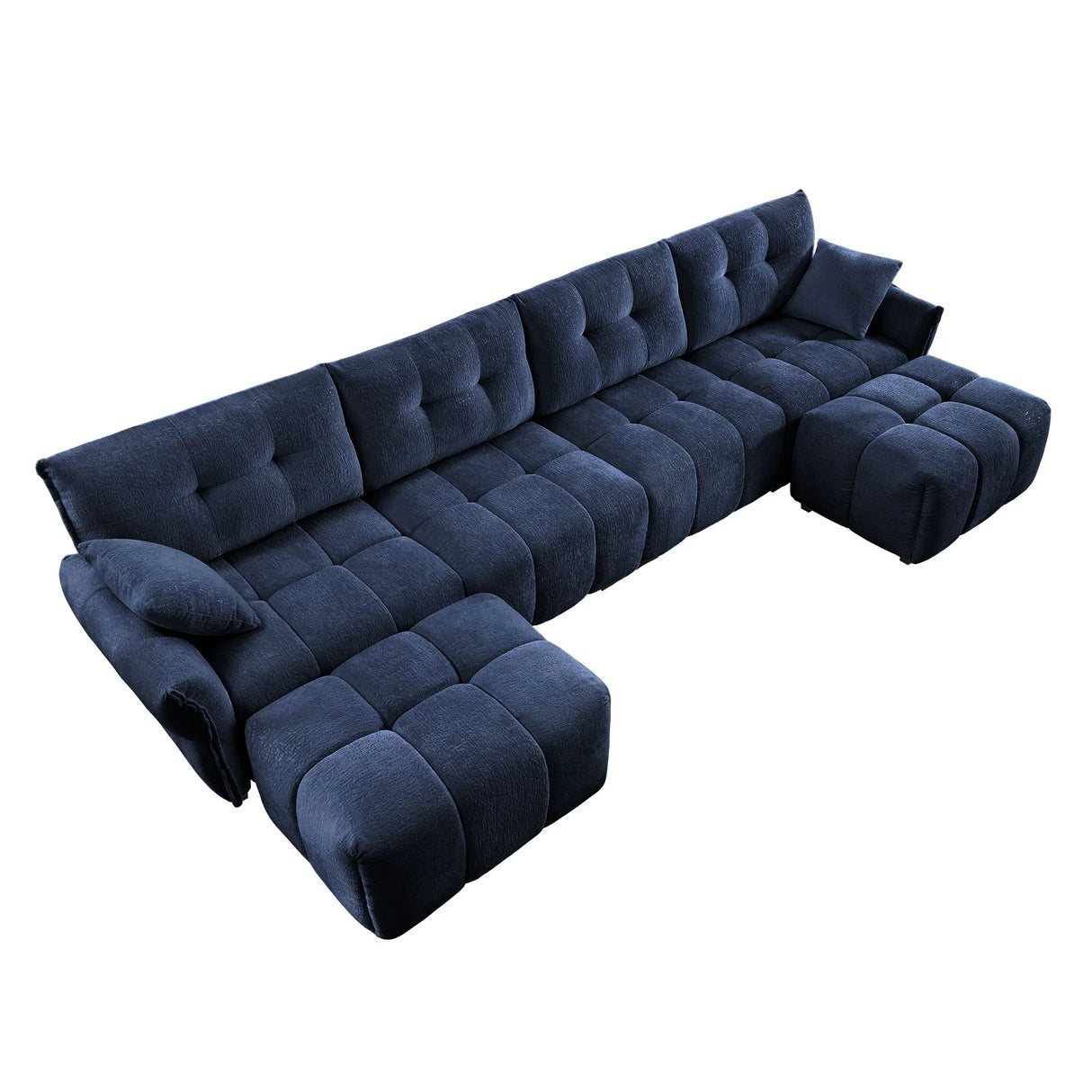 Sofa Set With Ottoman And Pillows, Textured, High Resilience Cushions - Furniture Home Direct