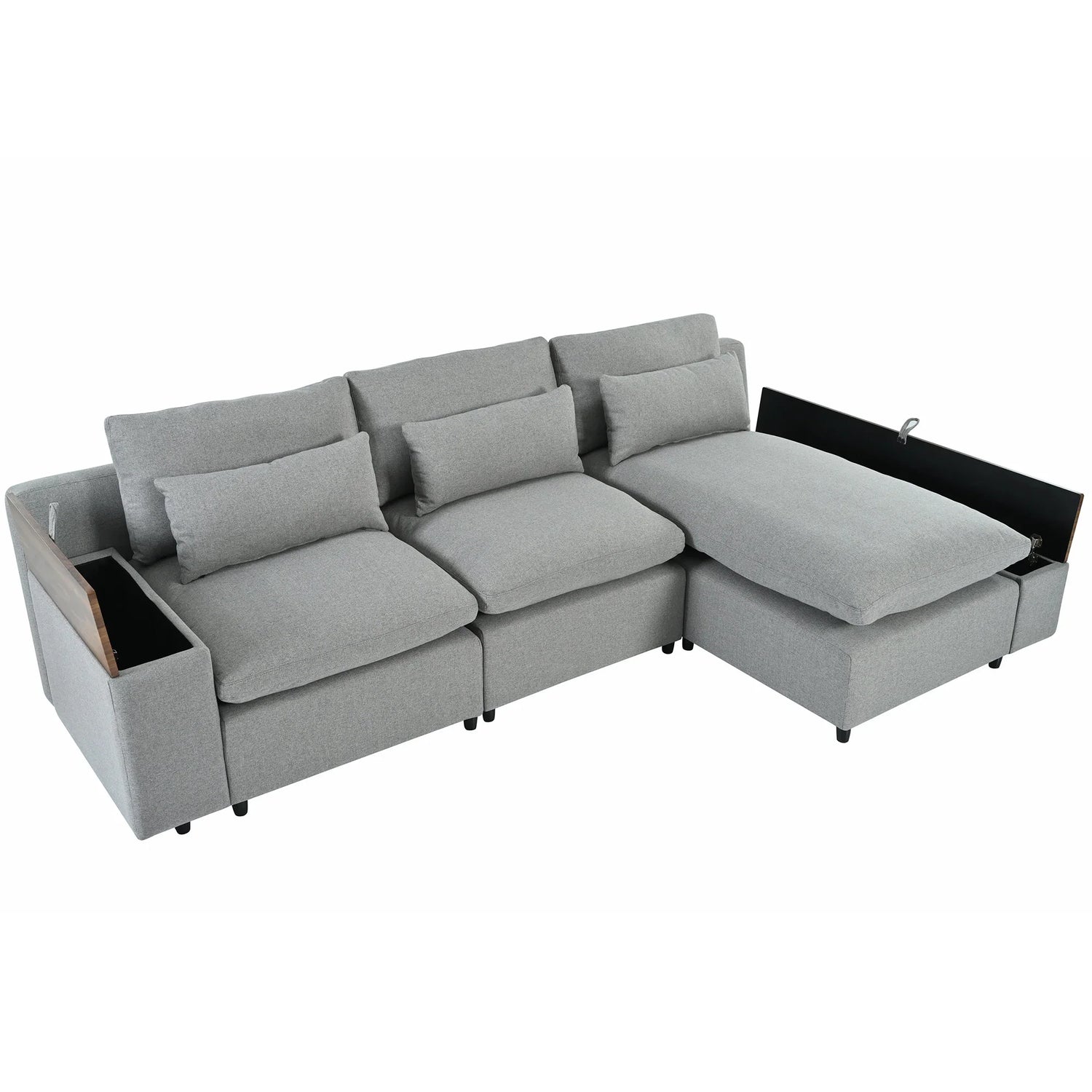 Sectional Sofa Modular With Removable Back Cushions Gray - Furniture Home Direct