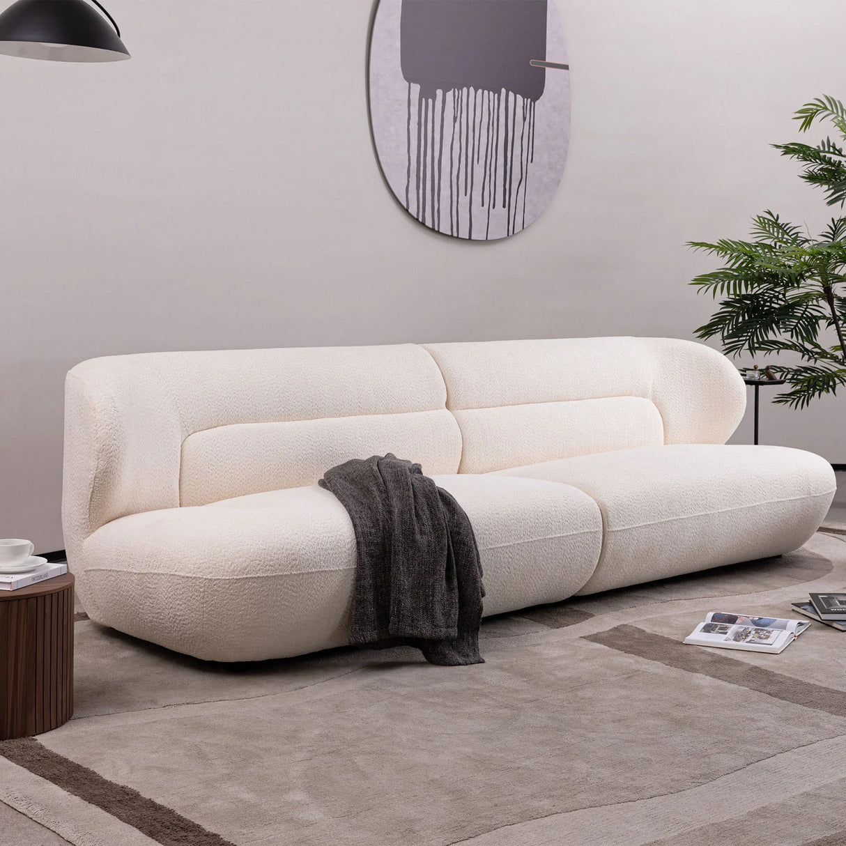 Modern Fashion Yp40116W Circular Curve Design Sofa, 4 Seater For Office & Bedroom - White - Furniture Home Direct