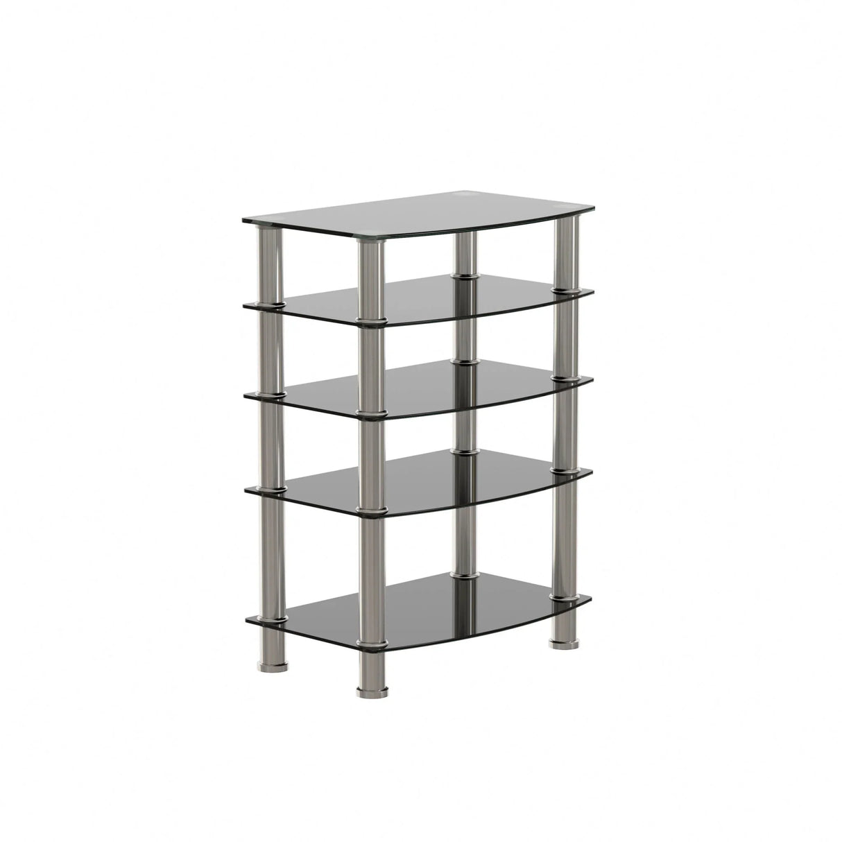 5 Tier Tempered Glass Side Table, Stainless Steel Frame End Table For Living Room, Bedroom - Black - Furniture Home Direct