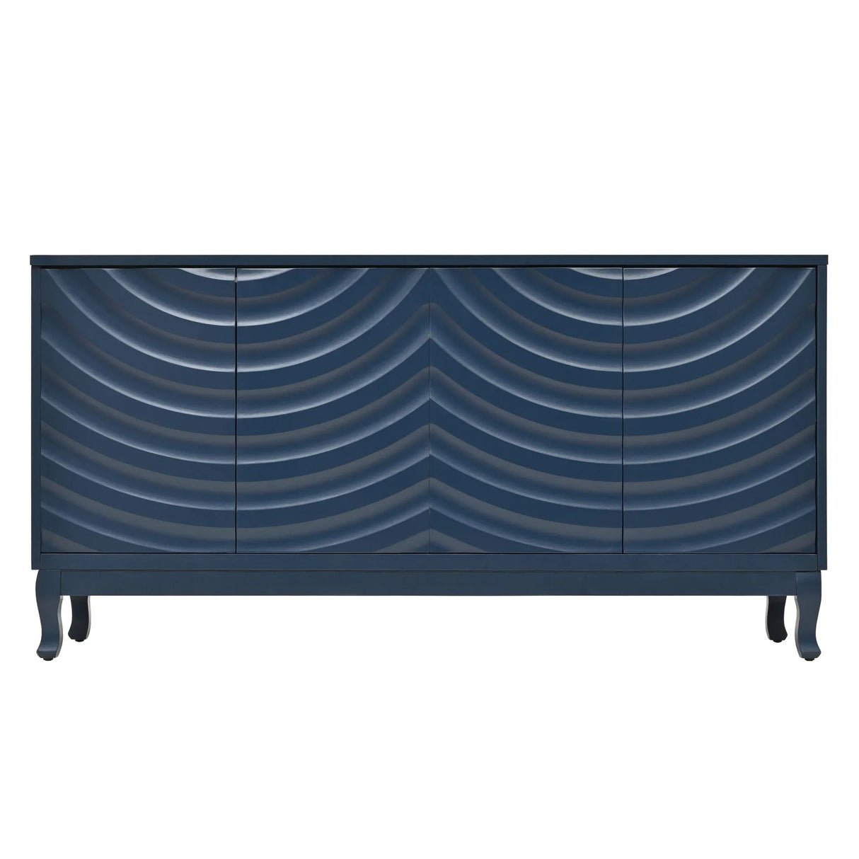 Elegant Sideboard With Sophisticated Wavy Pattern Doors And Arched Groove Design, Adjustable 4 Door Layout - Furniture Home Direct