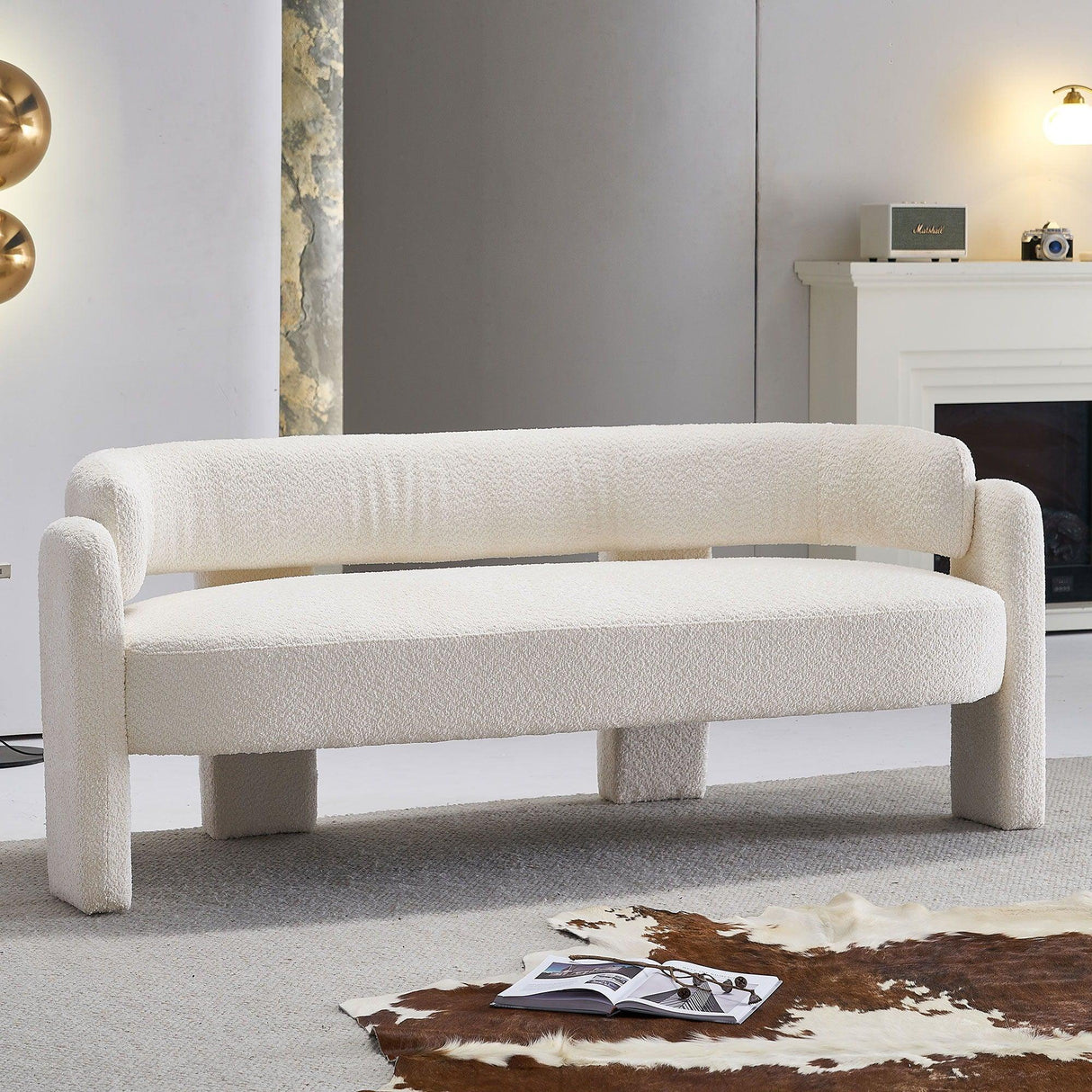 Boucle Upholstery Modern Sofa For Living Room - Furniture Home Direct
