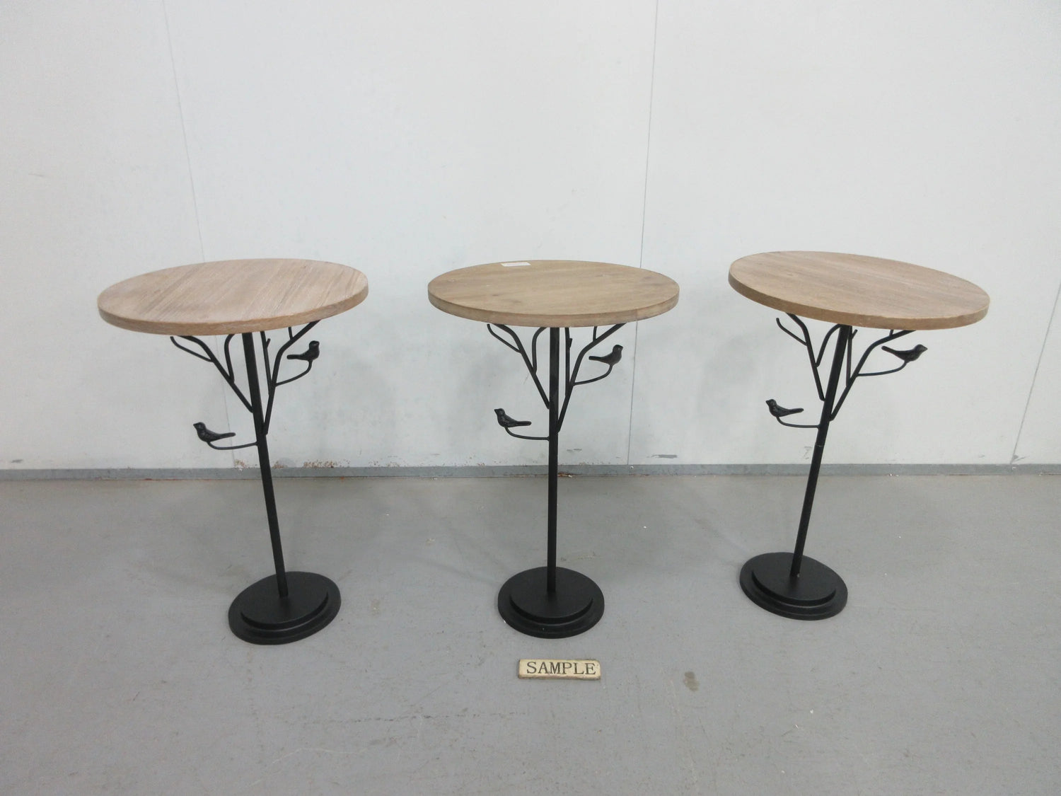 Round Side Table Metal Base With Wooden Top Natural - Furniture Home Direct