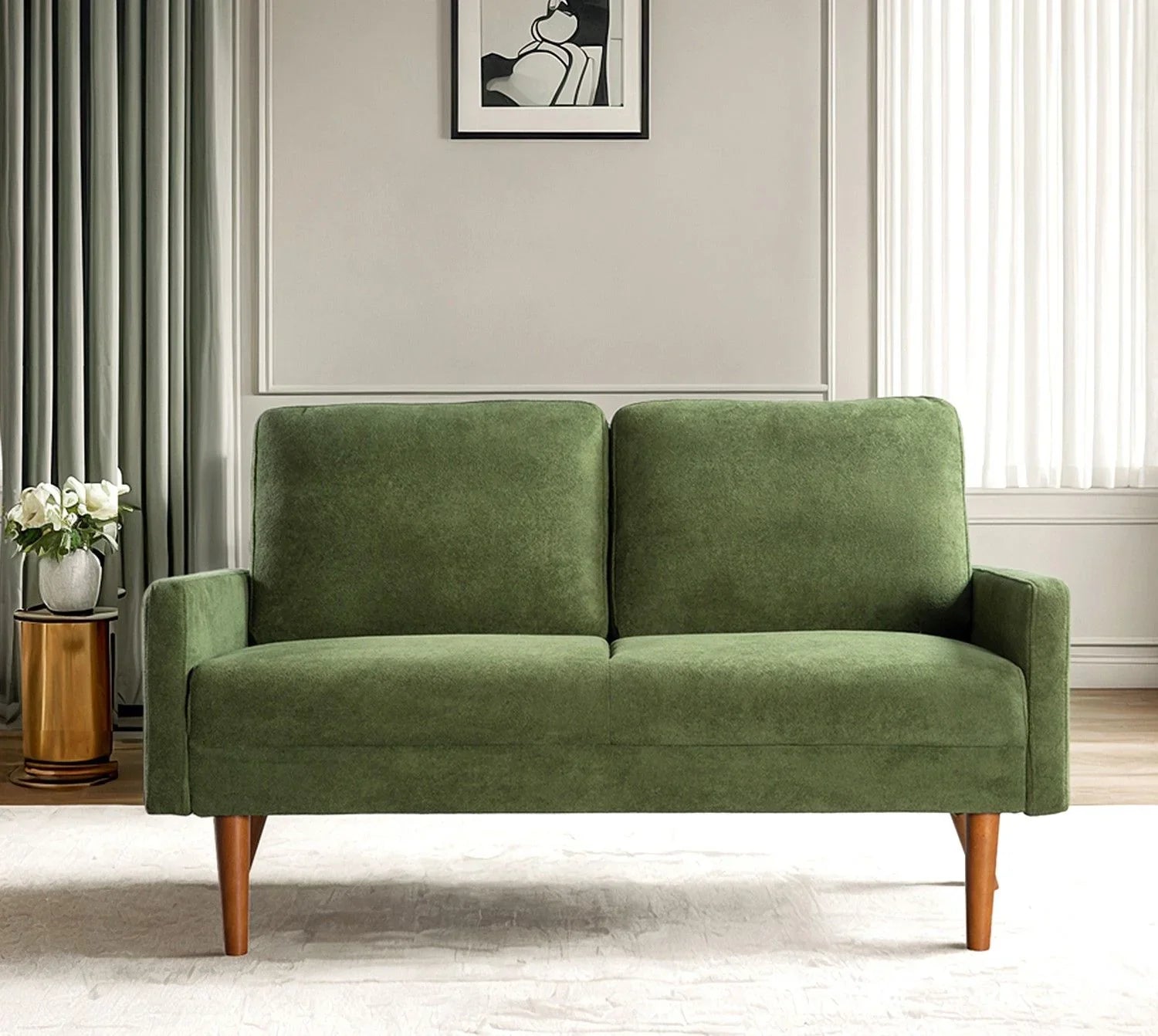Loveseat Sofa, European Style With Sleek Design, Modern & Vintage Flair, Upholstered 2 Seater Couch - Furniture Home Direct