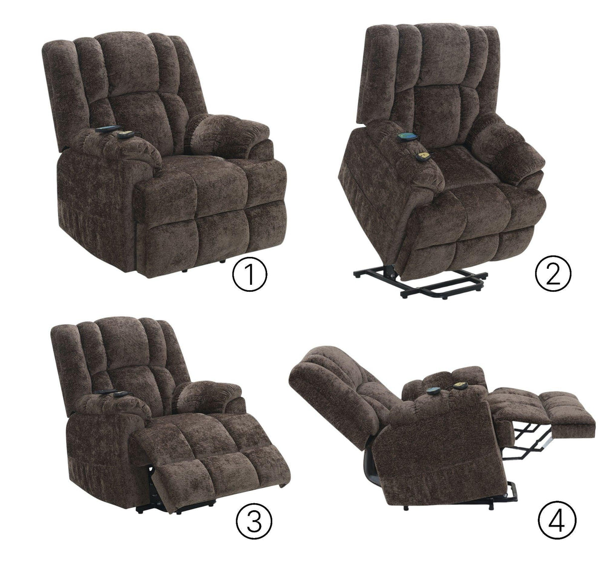 Pacay - Power Motion Recliner With Lift Heating Massage Function - Furniture Home Direct