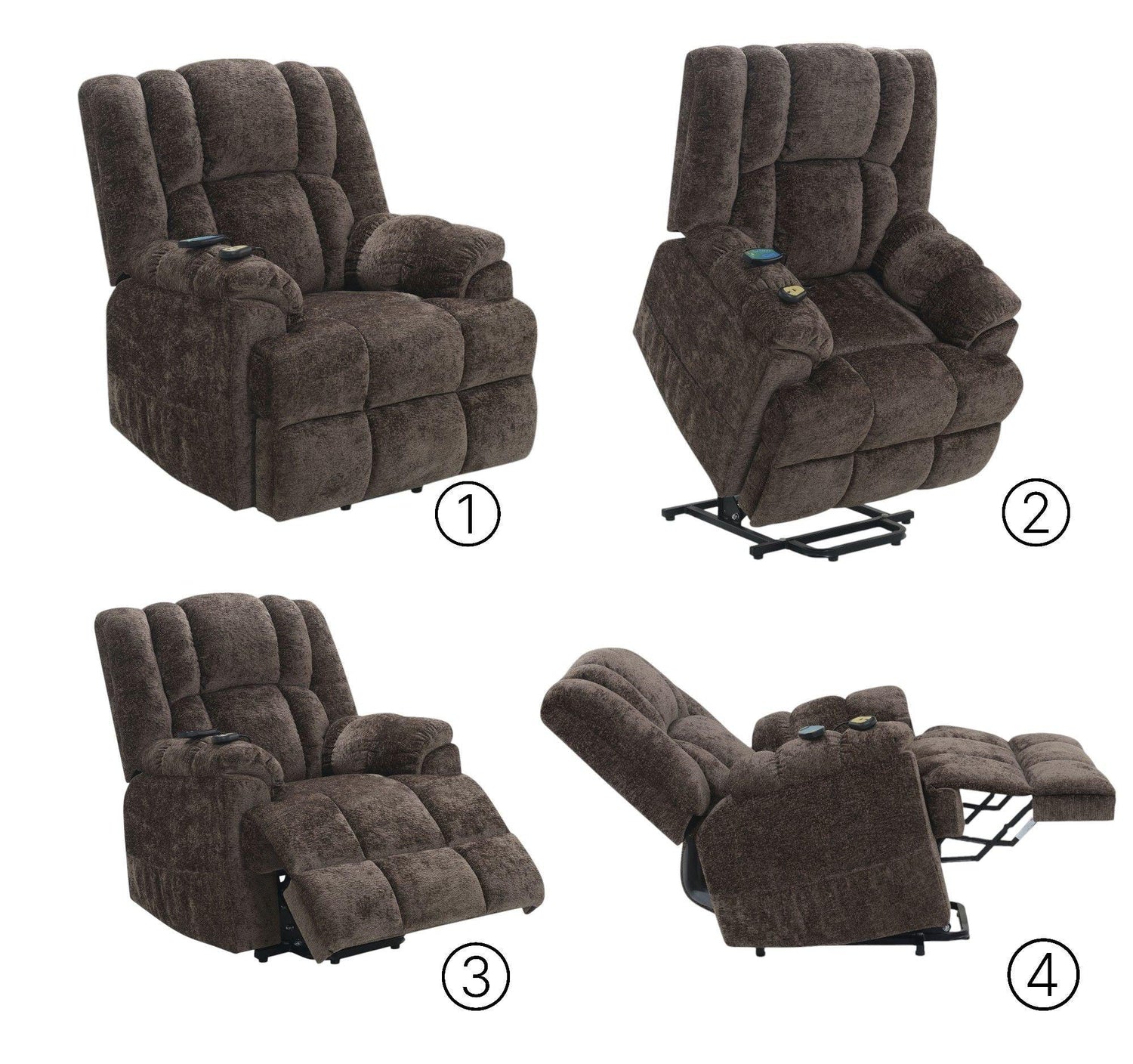 Pacay - Power Motion Recliner With Lift Heating Massage Function - Furniture Home Direct