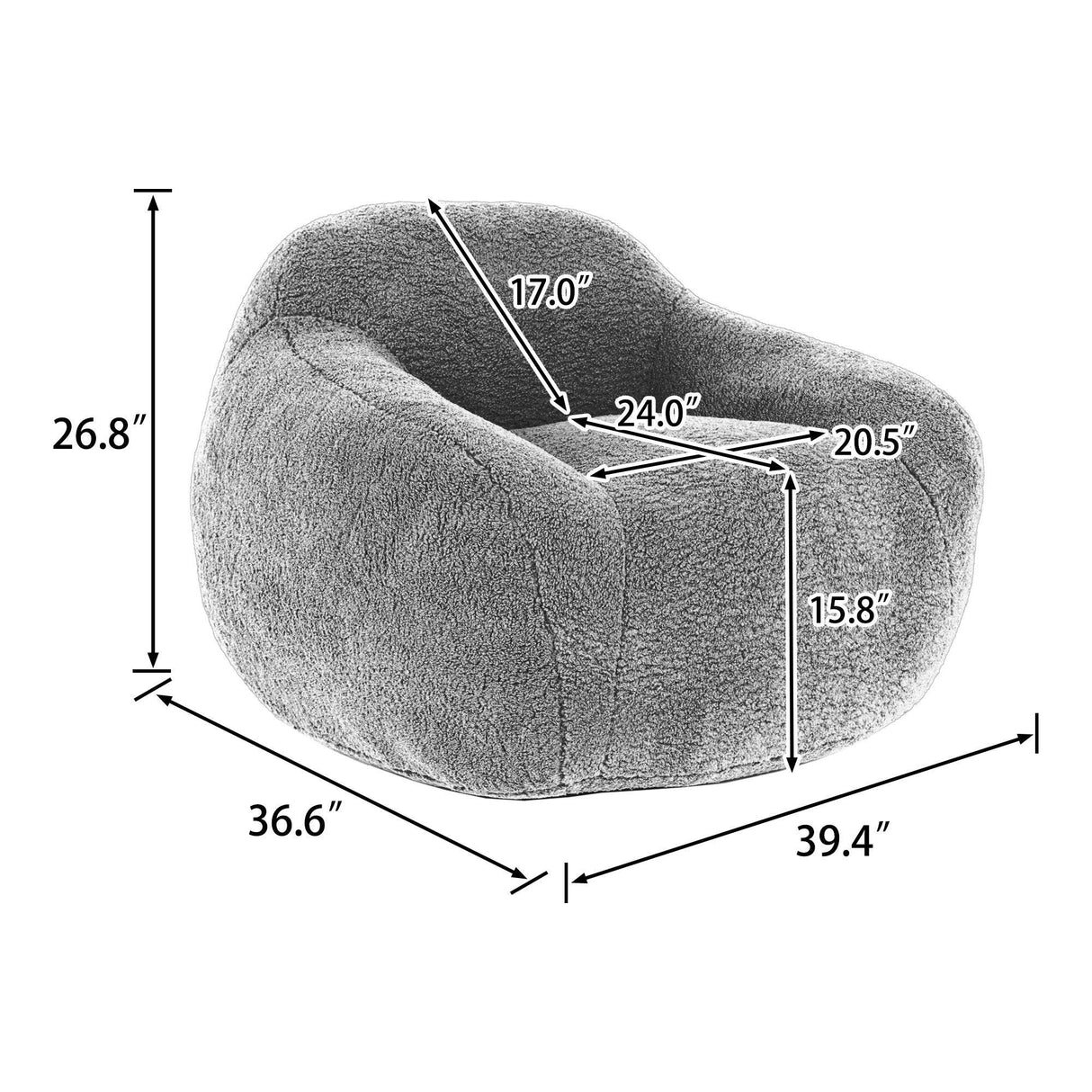 Giant Bean Bag Chair, Spacious Memory Foam With Armrests - Furniture Home Direct