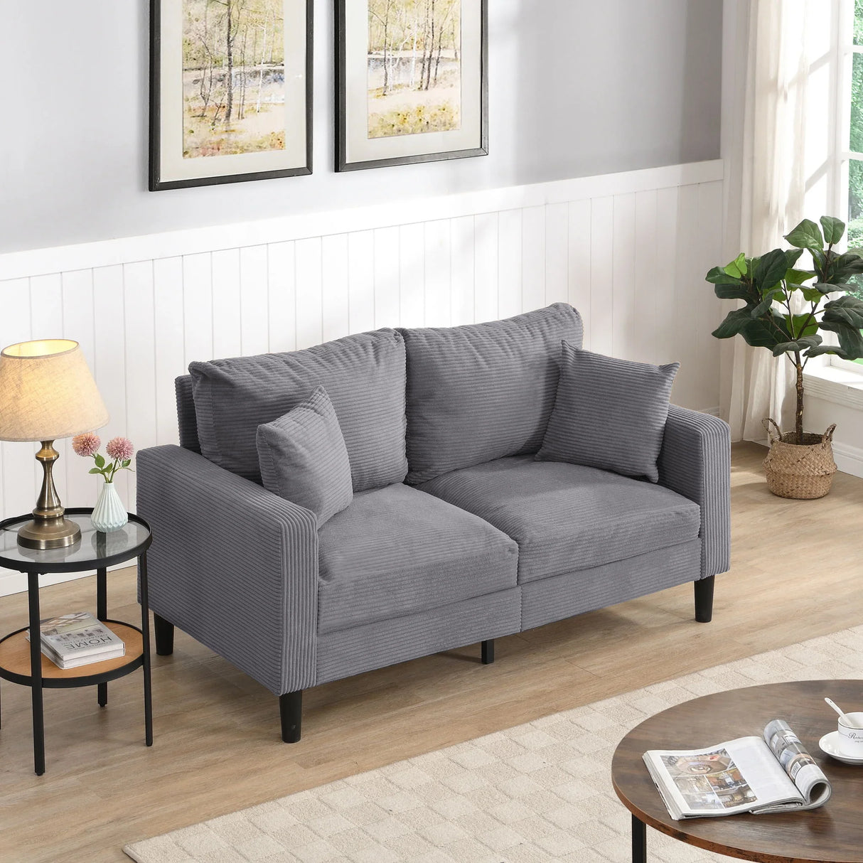Modern Upholstered Loveseat Sofa, High Resilience - Furniture Home Direct