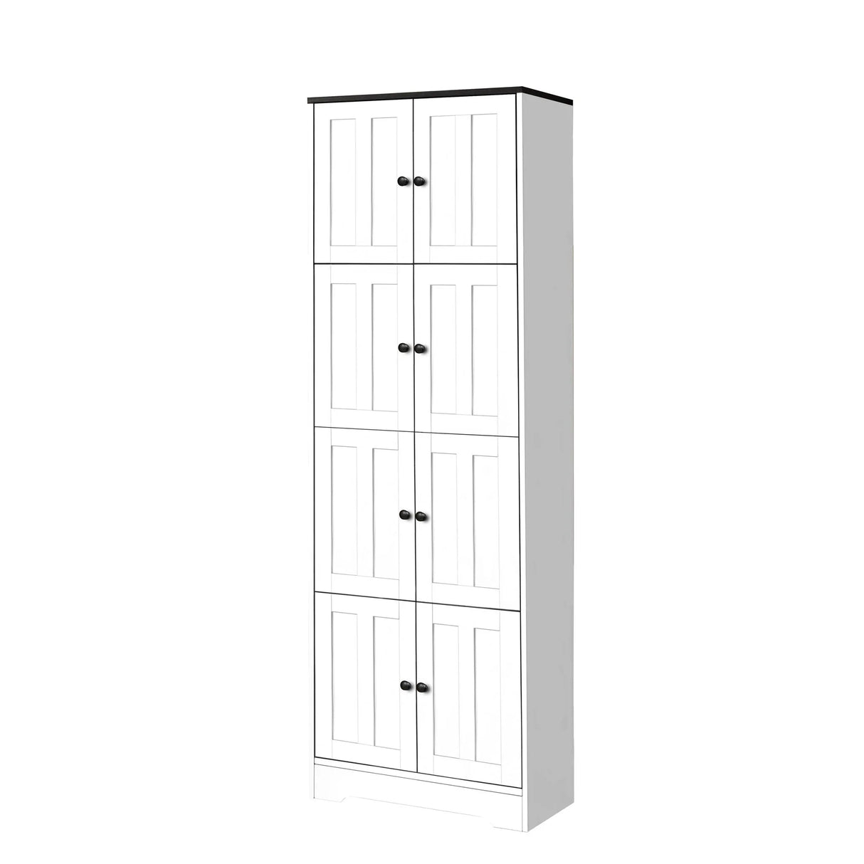 Tall Storage Cabinet With 8 Doors And 4 Shelves, Wall Storage Cabinet For Living Room, Kitchen, Office, Bedroom, Bathroom - Furniture Home Direct