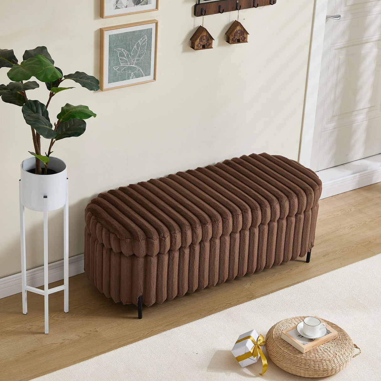 Flip Top Storage Bench With Metal Legs - Furniture Home Direct