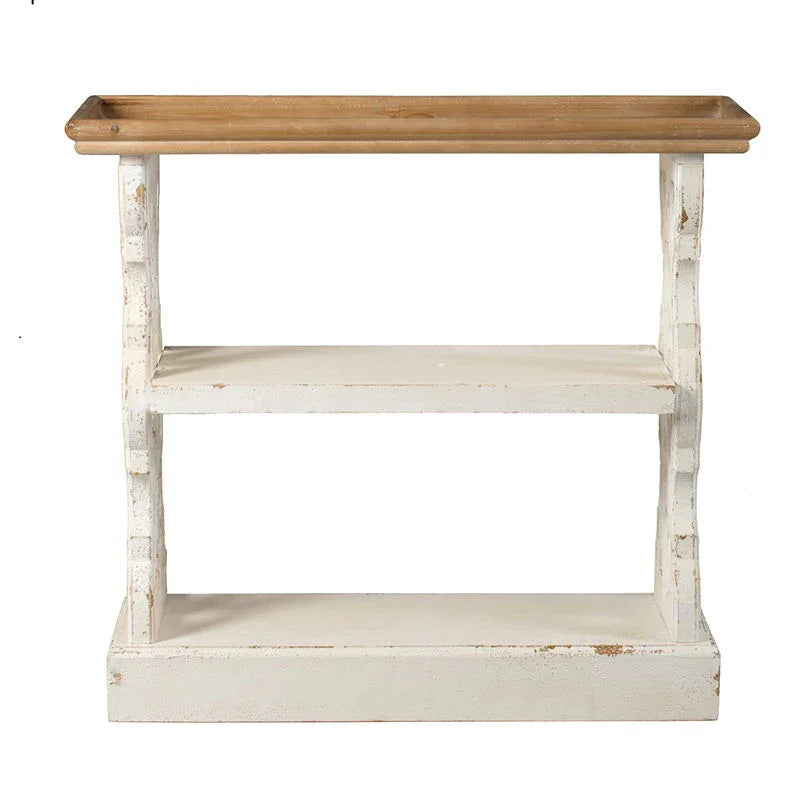 Distressed Wood Shelf Tray, French Country Console Table - Brown / Antique White - Furniture Home Direct