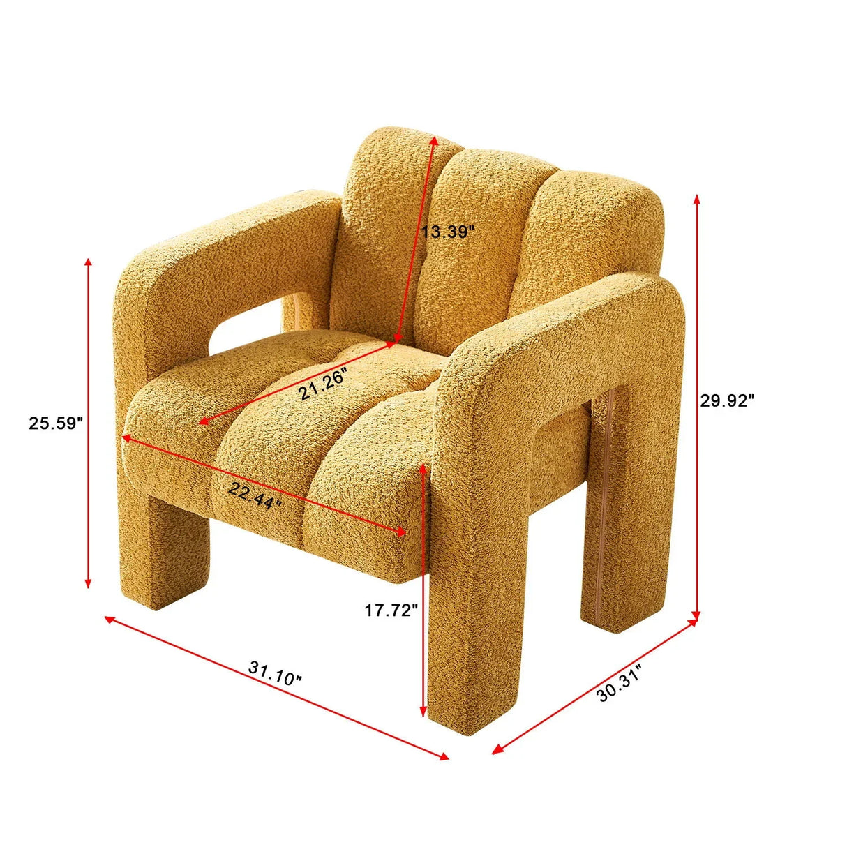 31.10" Boucle Upholstered Accent Chair - Furniture Home Direct