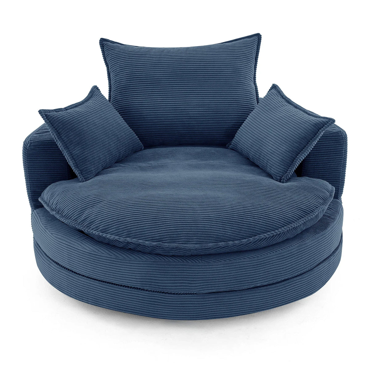 360° Swivel Accent Barrel Chair With Dual Layer Cushion And 3 Removable Pillows - Furniture Home Direct
