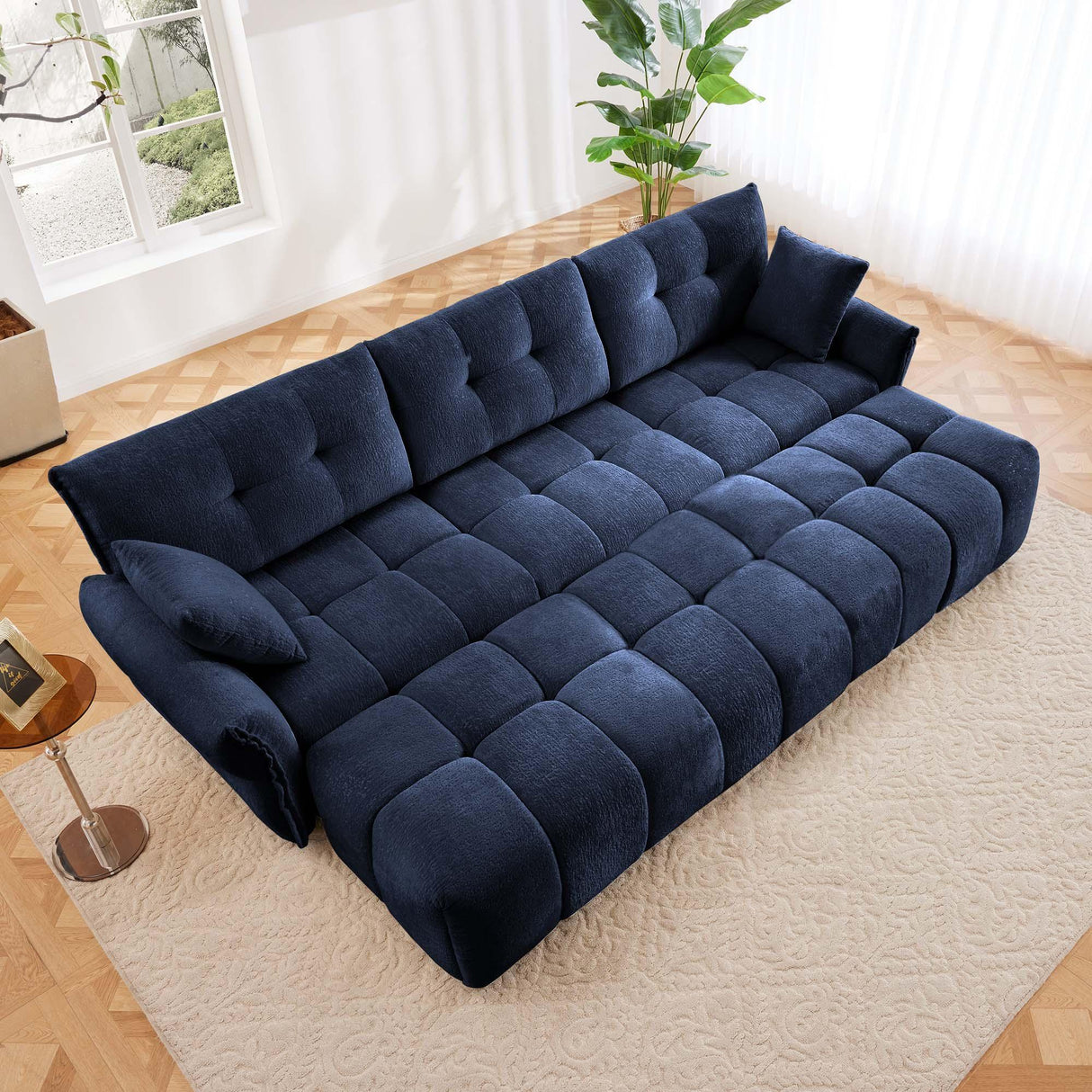 Sofa Set With Ottoman And Pillows, Textured, High Resilience Cushions - Furniture Home Direct