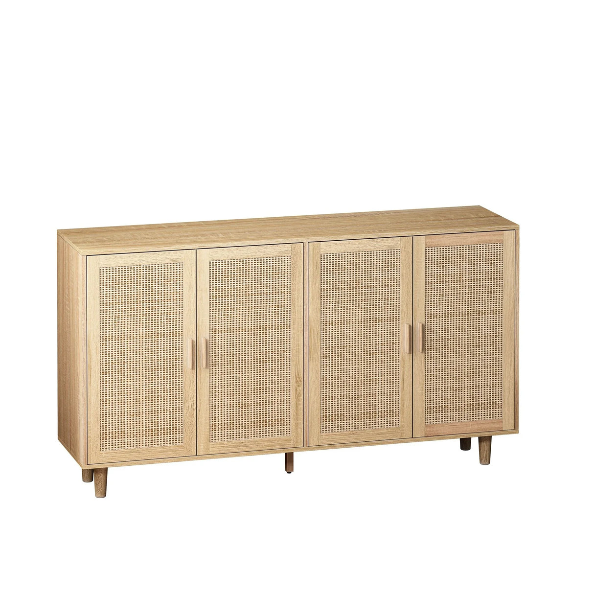 Elegant And Functional Rattan Decorative Storage Cabinet With 4 Doors - Furniture Home Direct