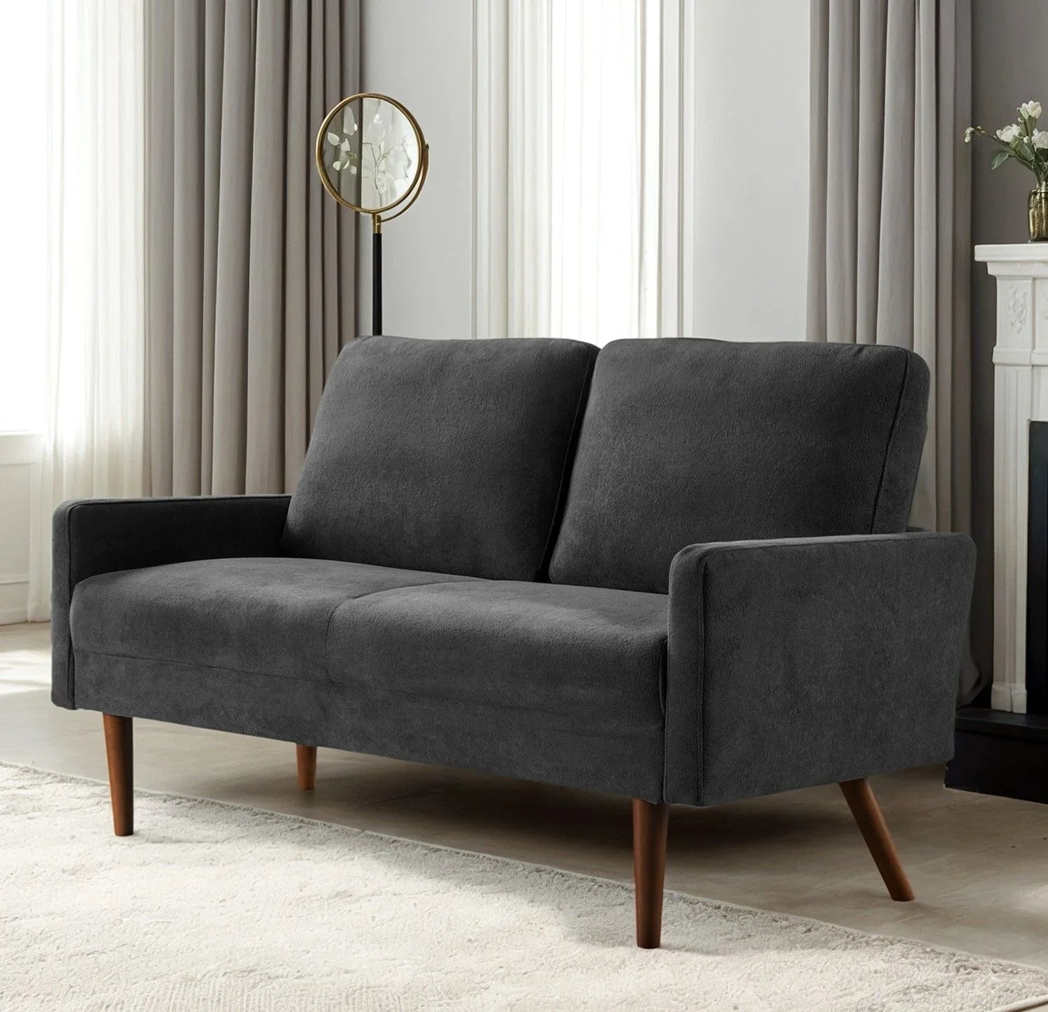 Loveseat Sofa, European Style With Sleek Design, Modern & Vintage Flair, Upholstered 2 Seater Couch - Furniture Home Direct