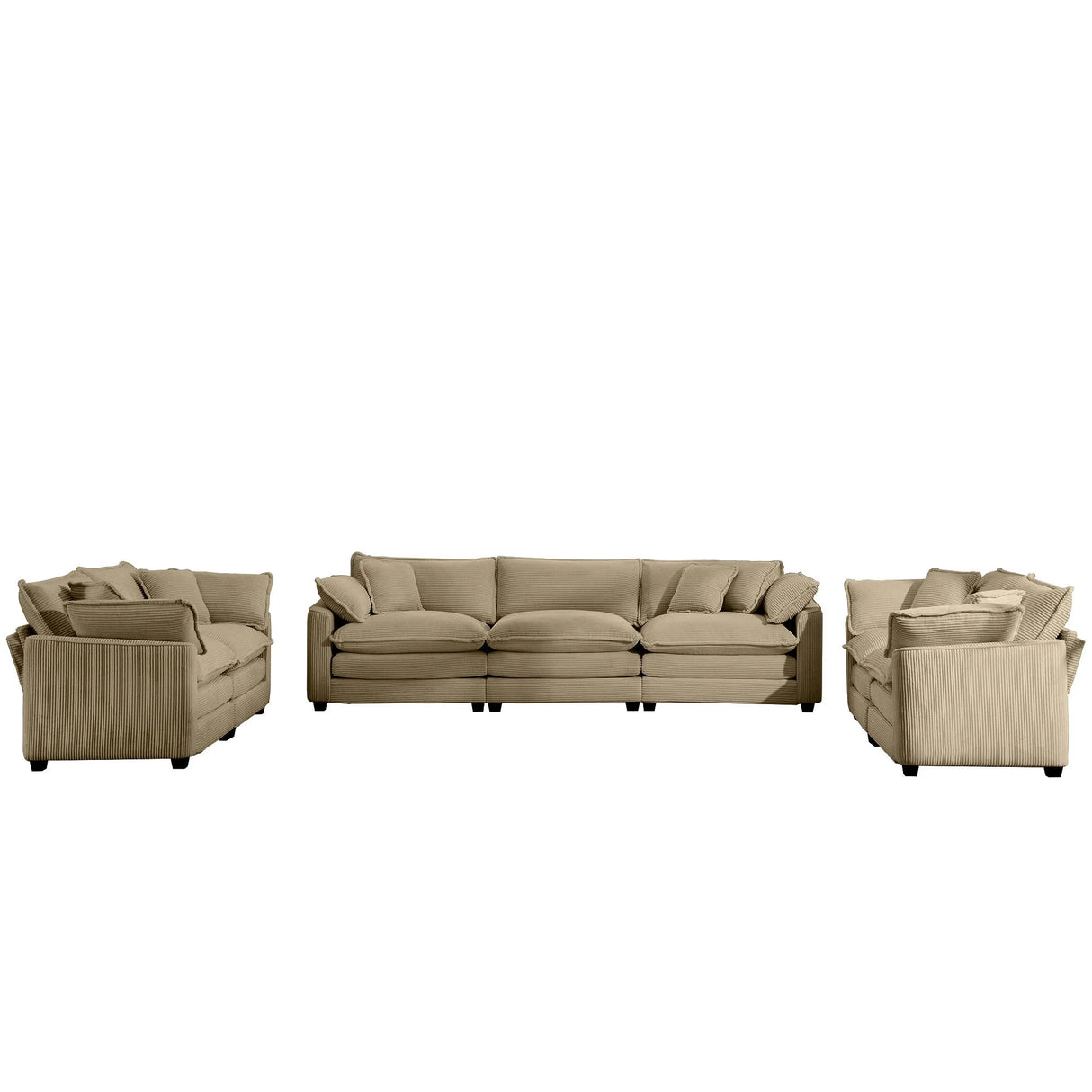 Elegant Corduroy Oversized Sectional Sofa Set With Deep Seats And Flexible Layout - Furniture Home Direct