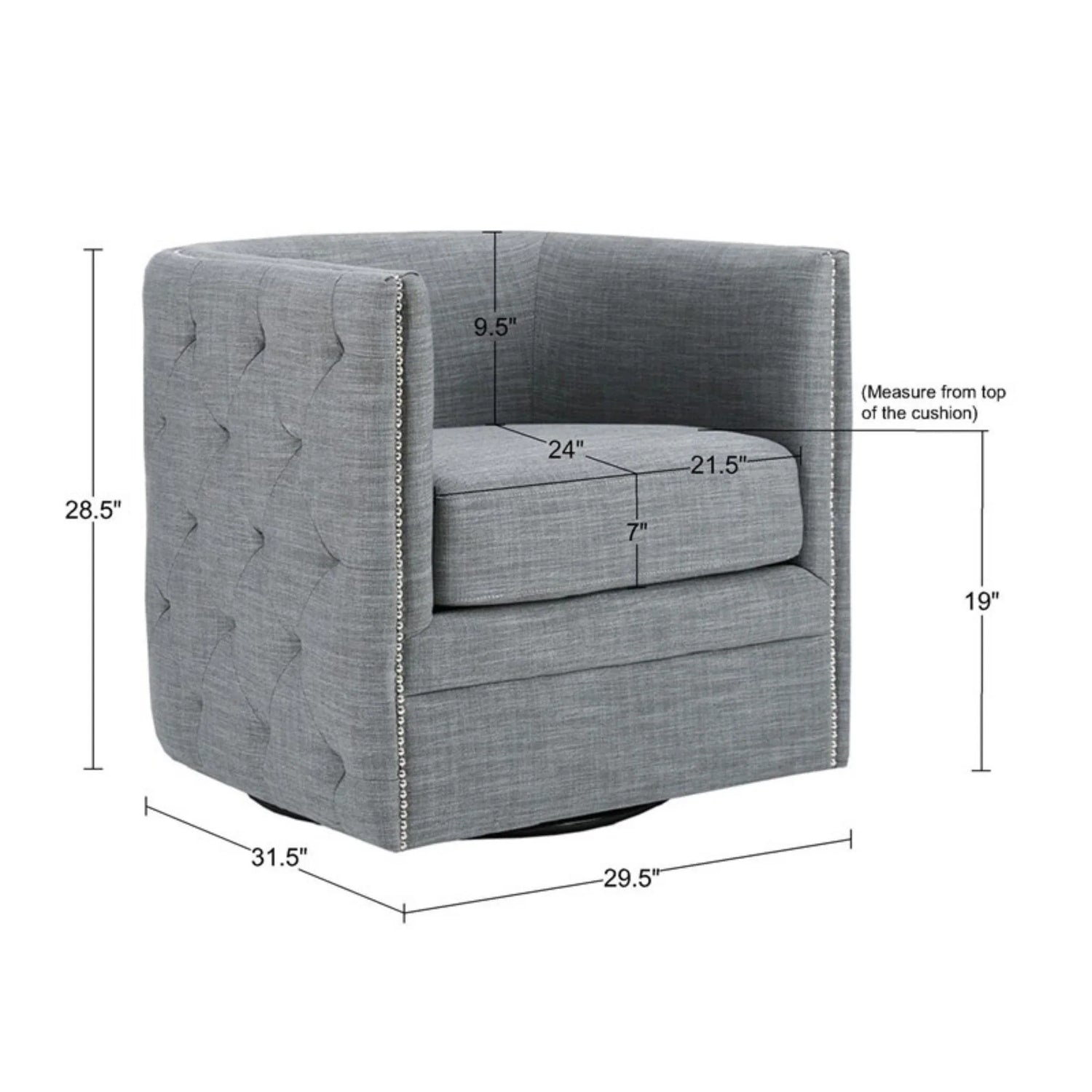 Capstone - Swivel Barrel Chair With Nailhead Accents And Button Tufting - Furniture Home Direct