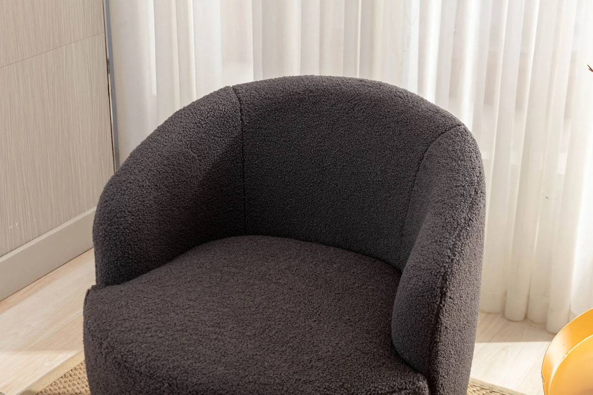 Teddy Fabric Swivel Accent Armchair Barrel Chair With Powder Coating Metal Ring - Furniture Home Direct